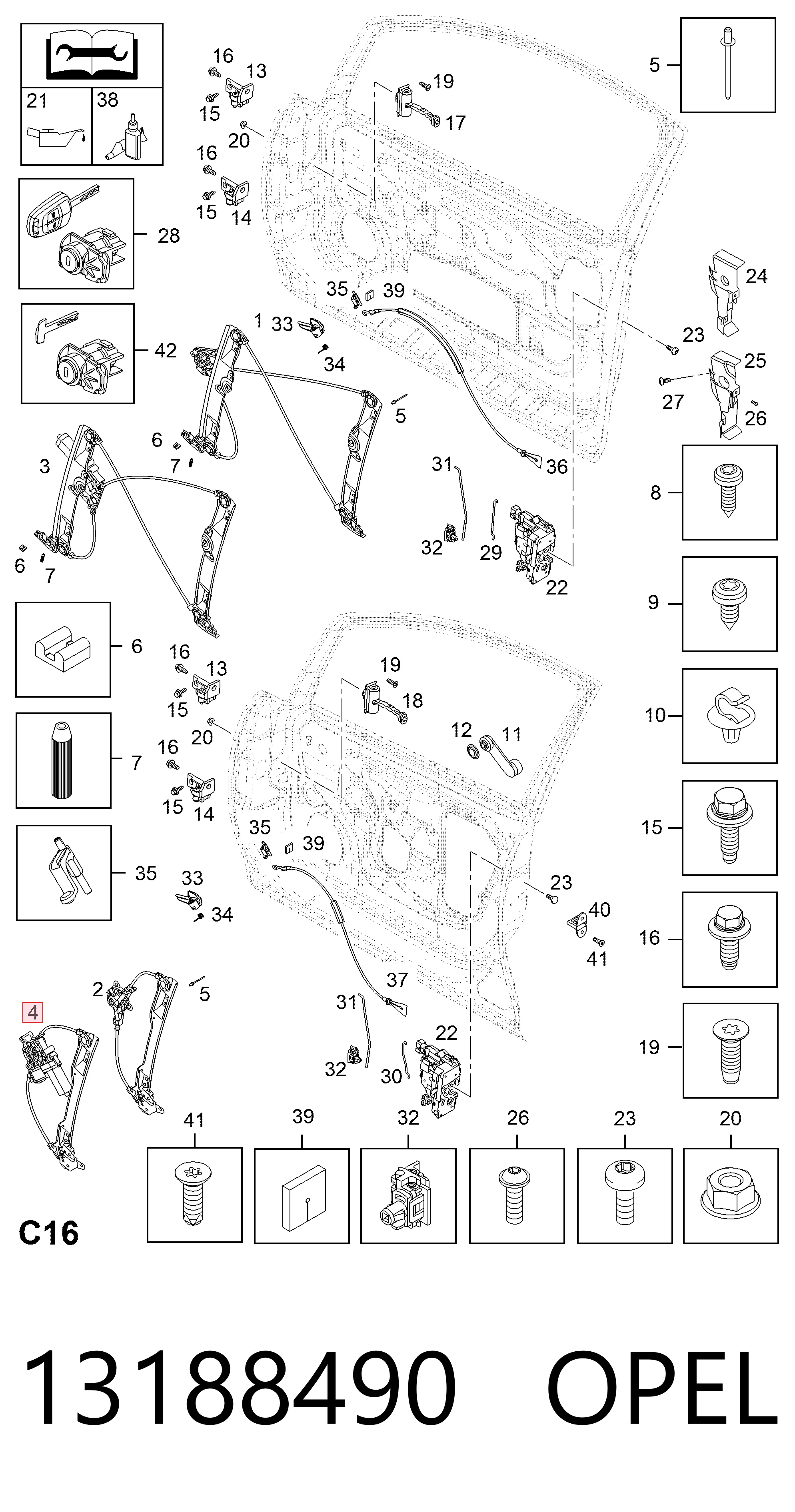 13188490 Opel Механизм стеклоподъемника передней левой двери
