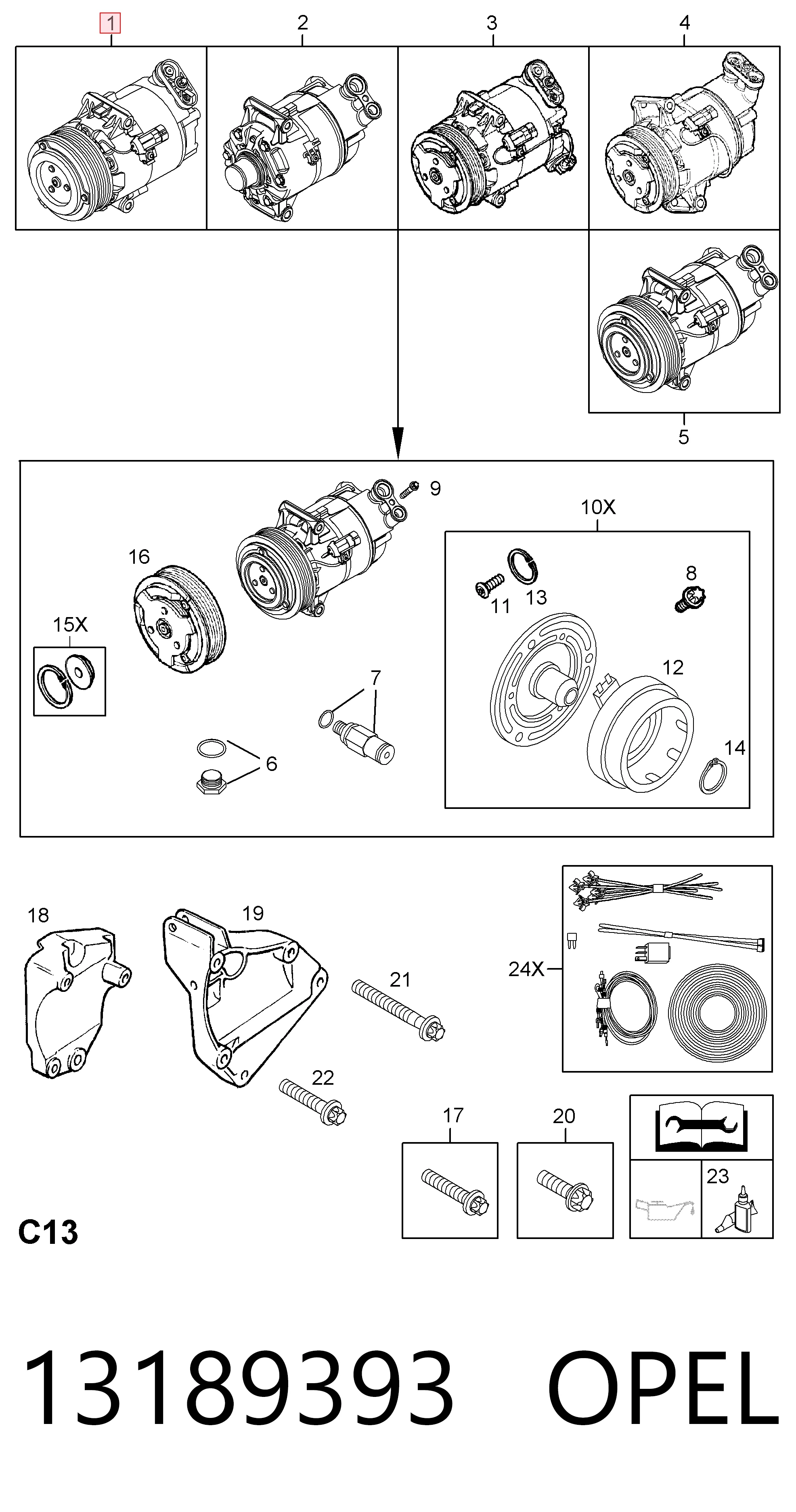 13189393 Opel Компрессор хладагента