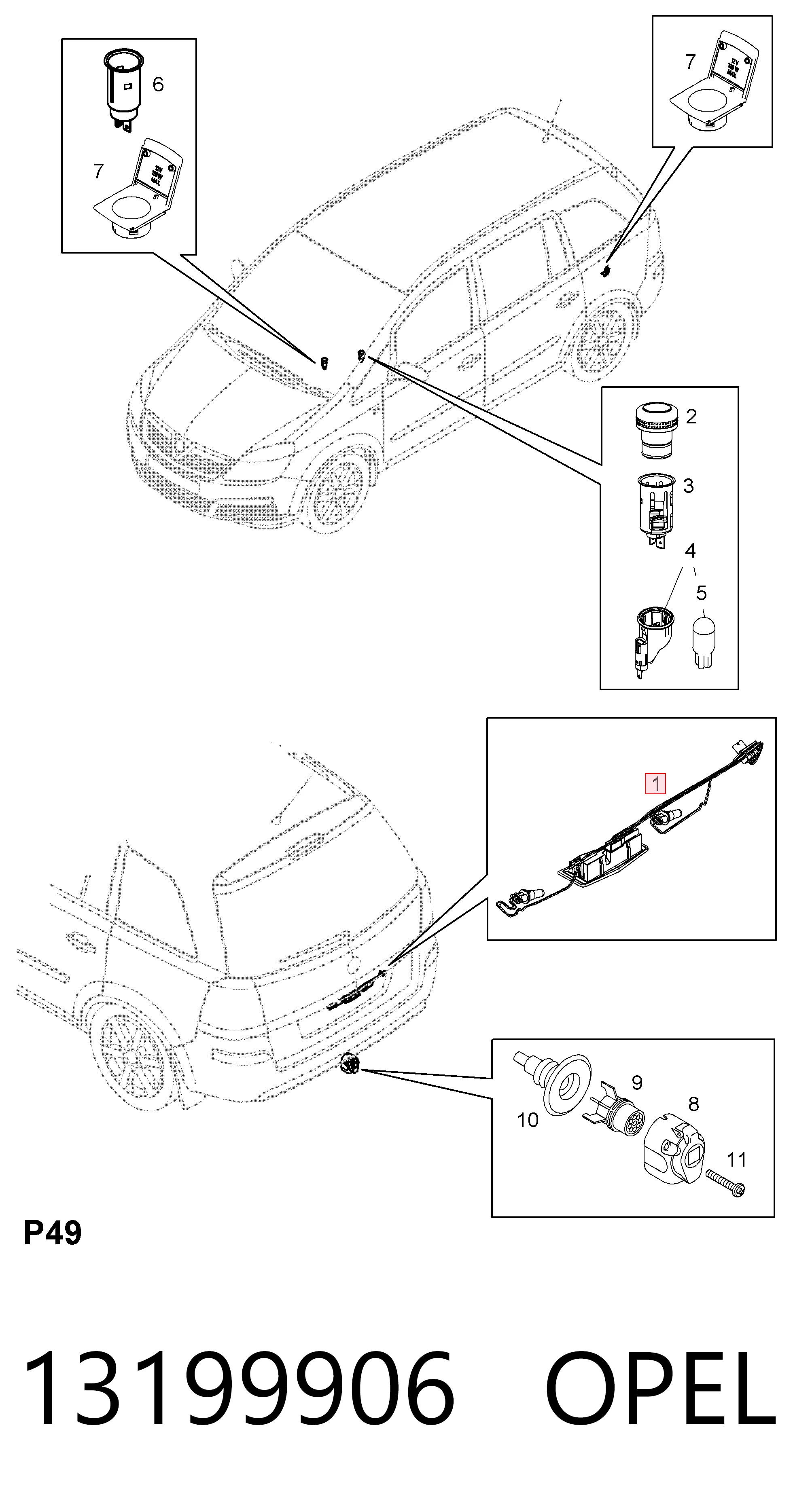 13199906 Opel Кнопка привода замка крышки багажника (двери 3/5-й (ляды)