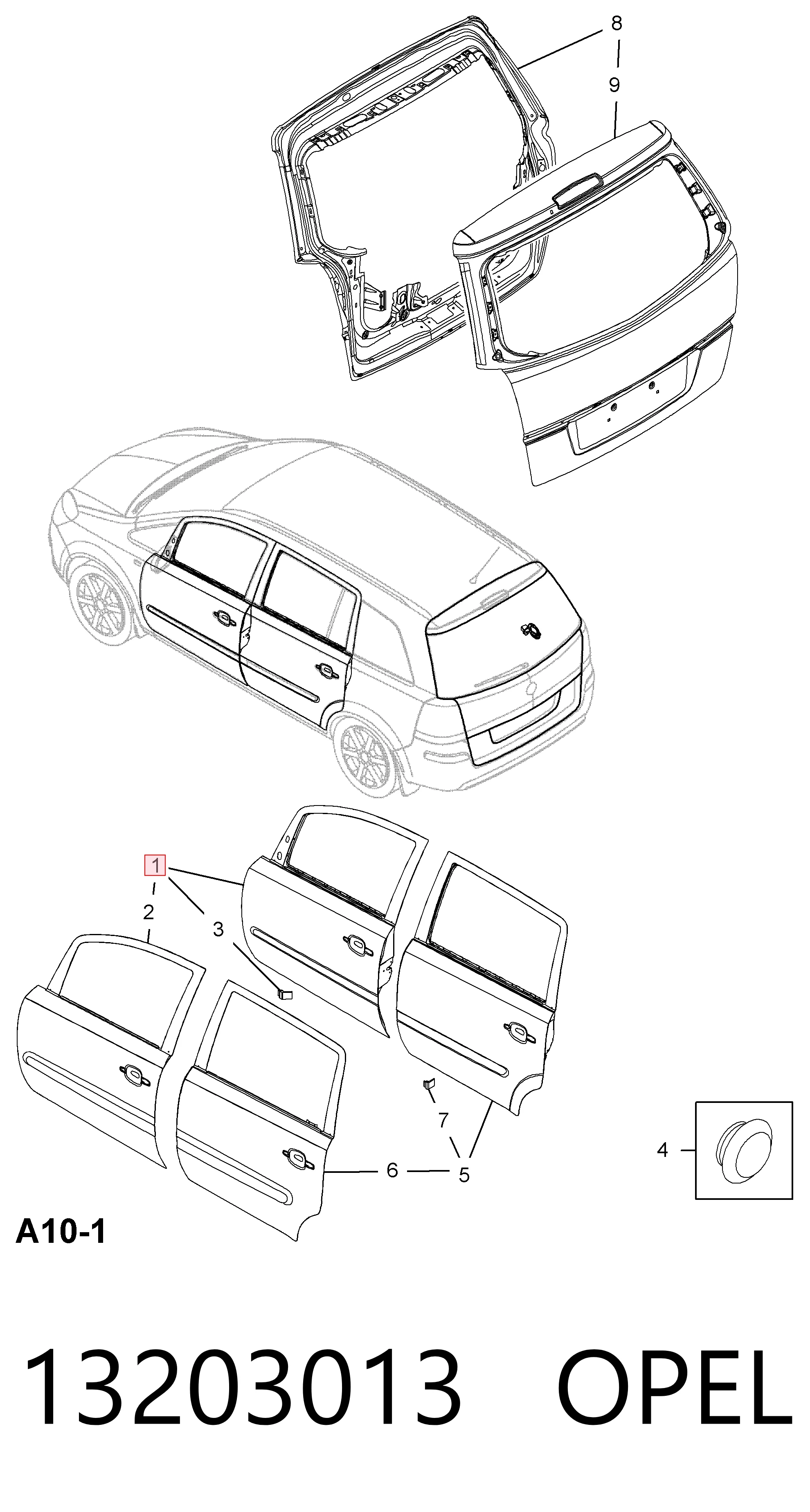 Передняя левая дверь Opel Zafira B минивэн (A05) (2005 - 2011) цена, от 57.22 USD