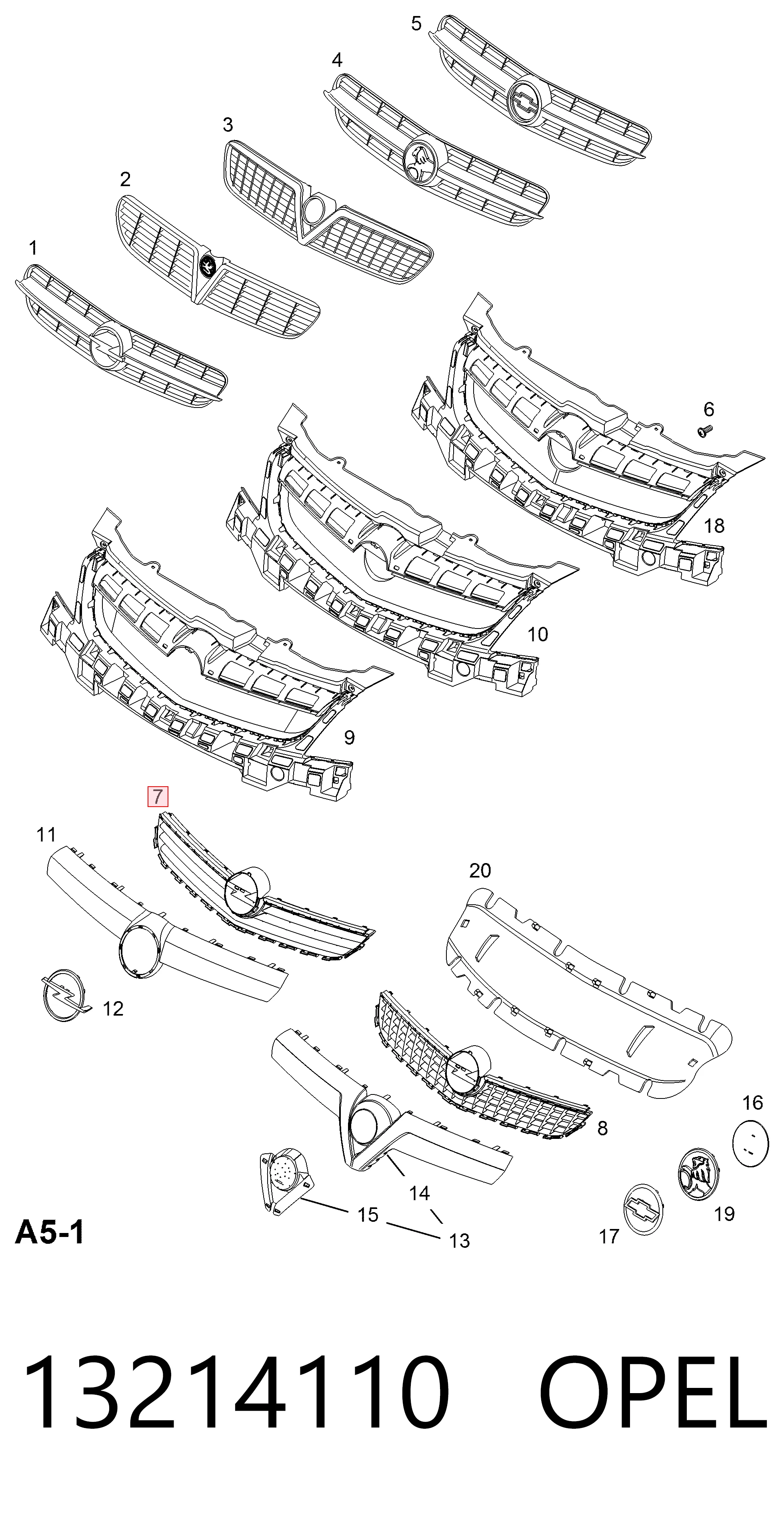 13214110 Peugeot/Citroen Решетка радиатора