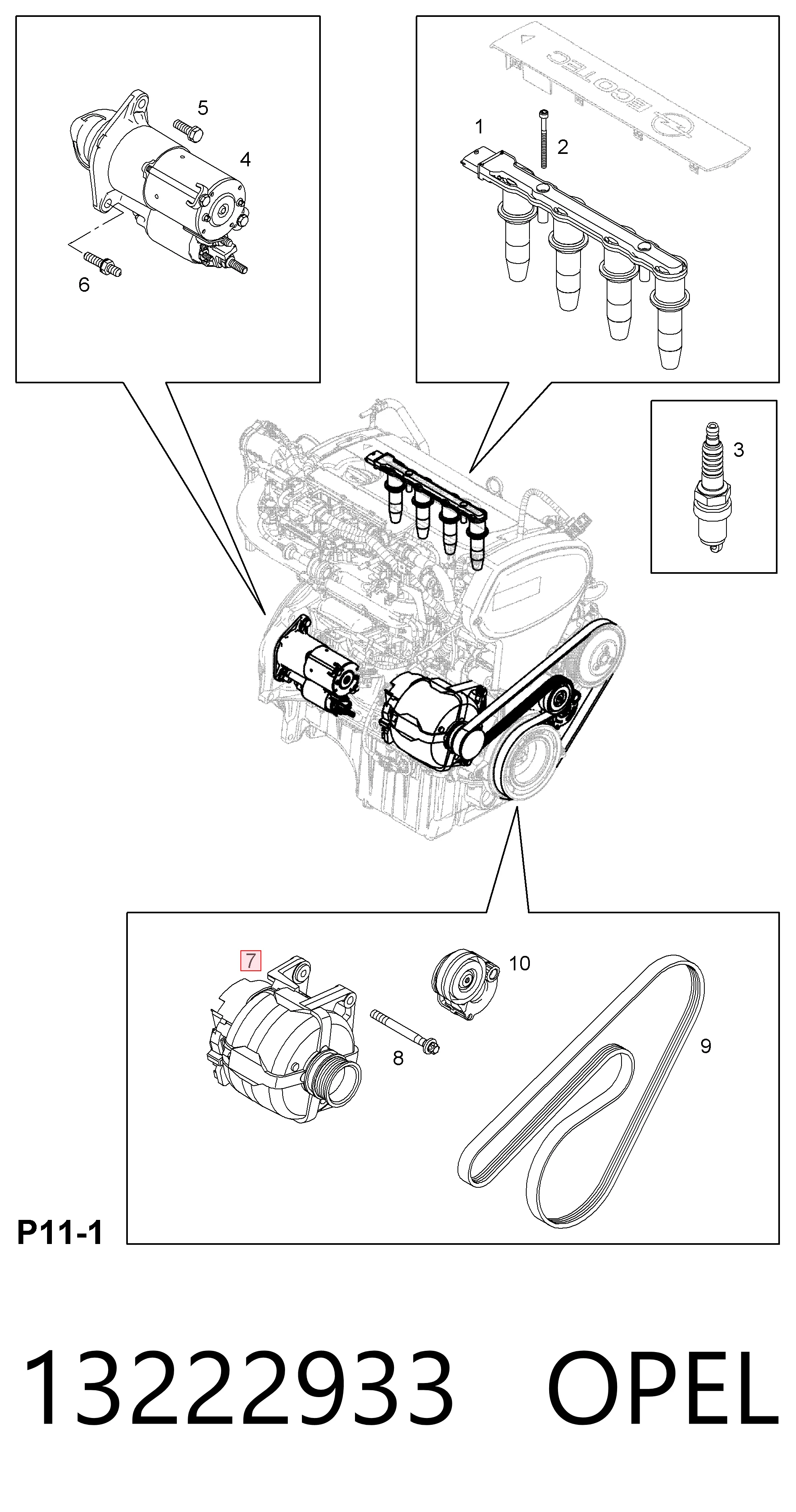 13222933 Opel Генератор автомобильный