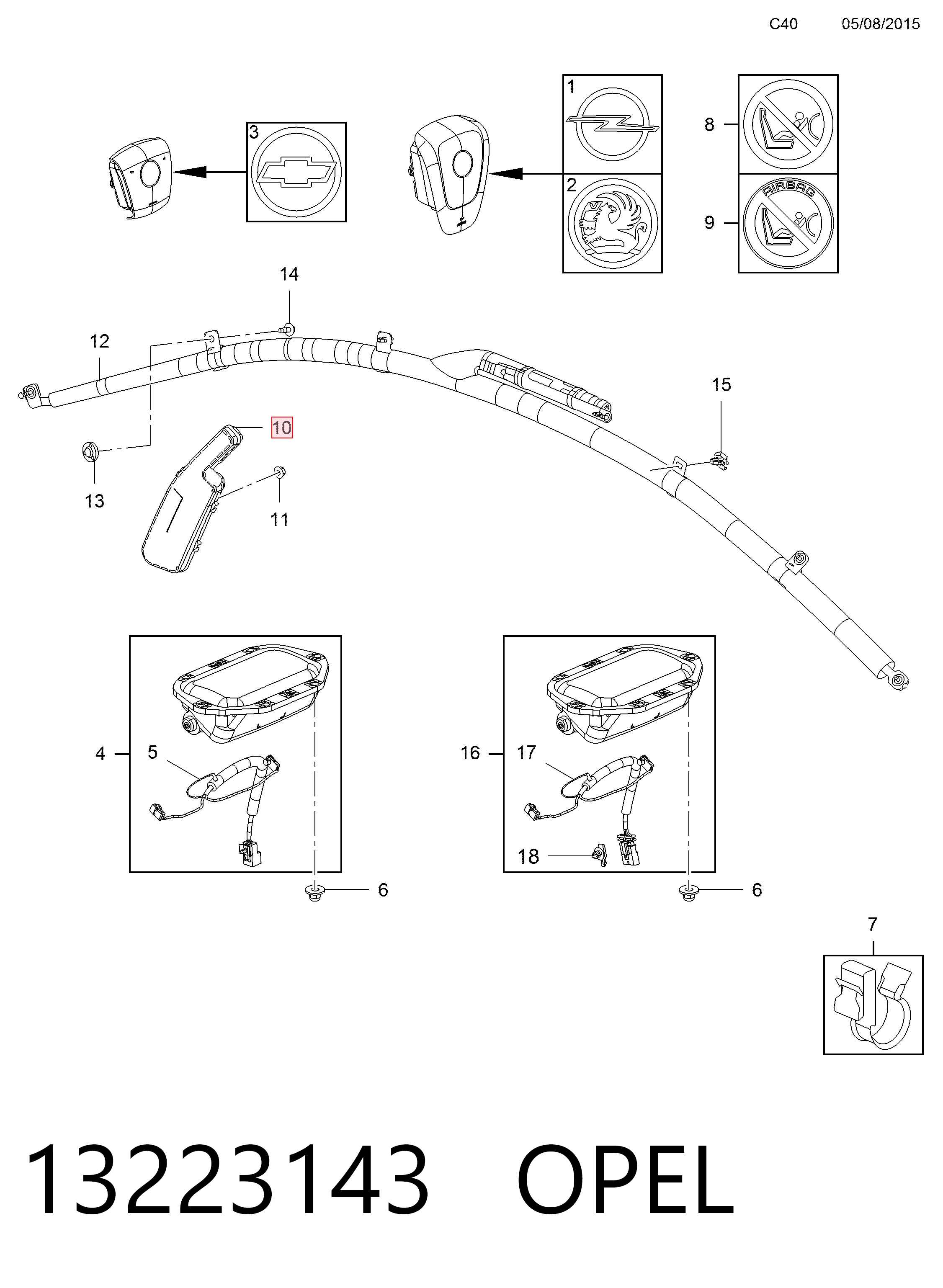 22934580 Peugeot/Citroen Подушка безопасности AIRBAG спинки сиденья, правого