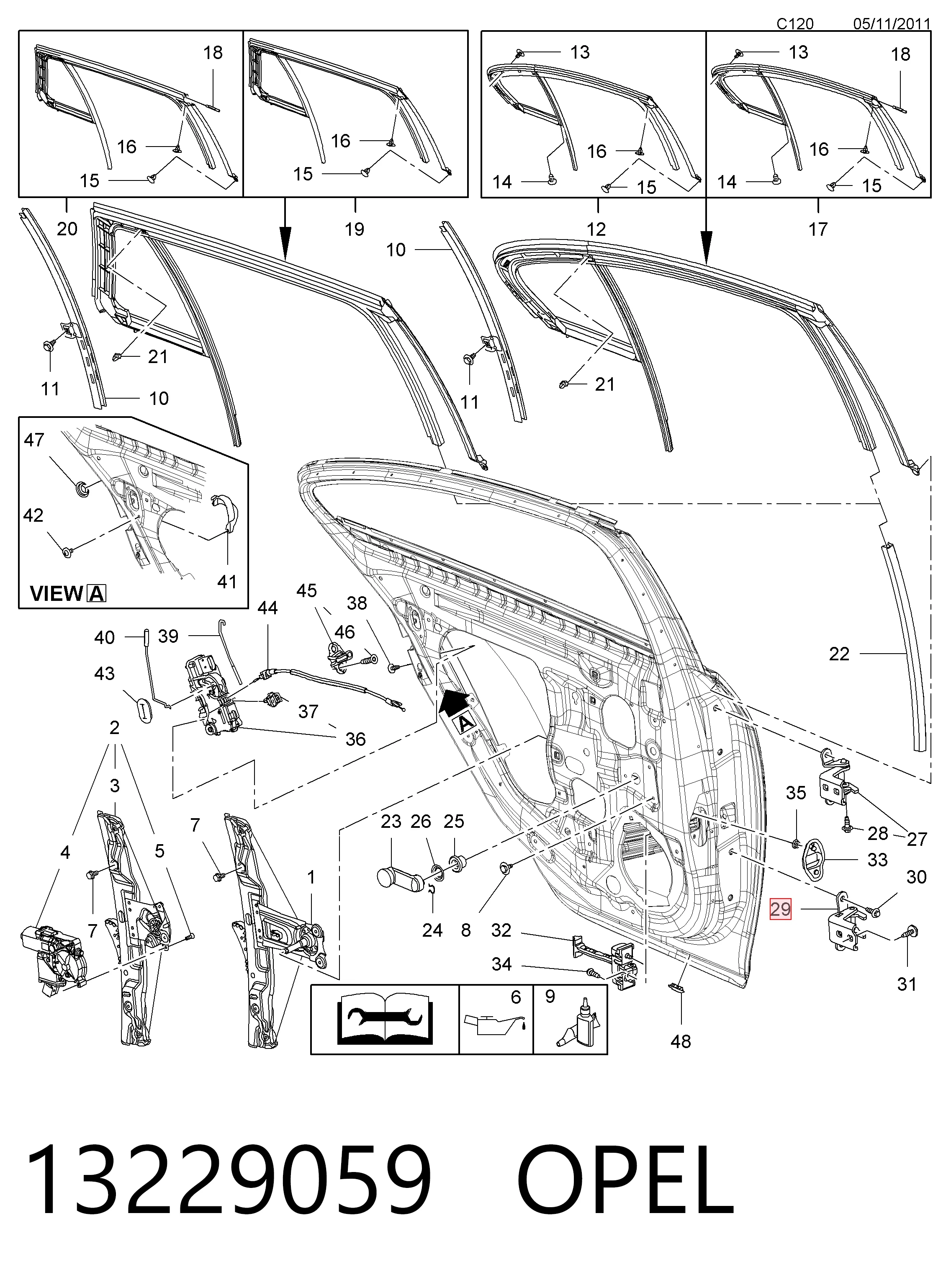 Дверной шарнир задний левый General Motors 13229059 цена, от 5.06 USD
