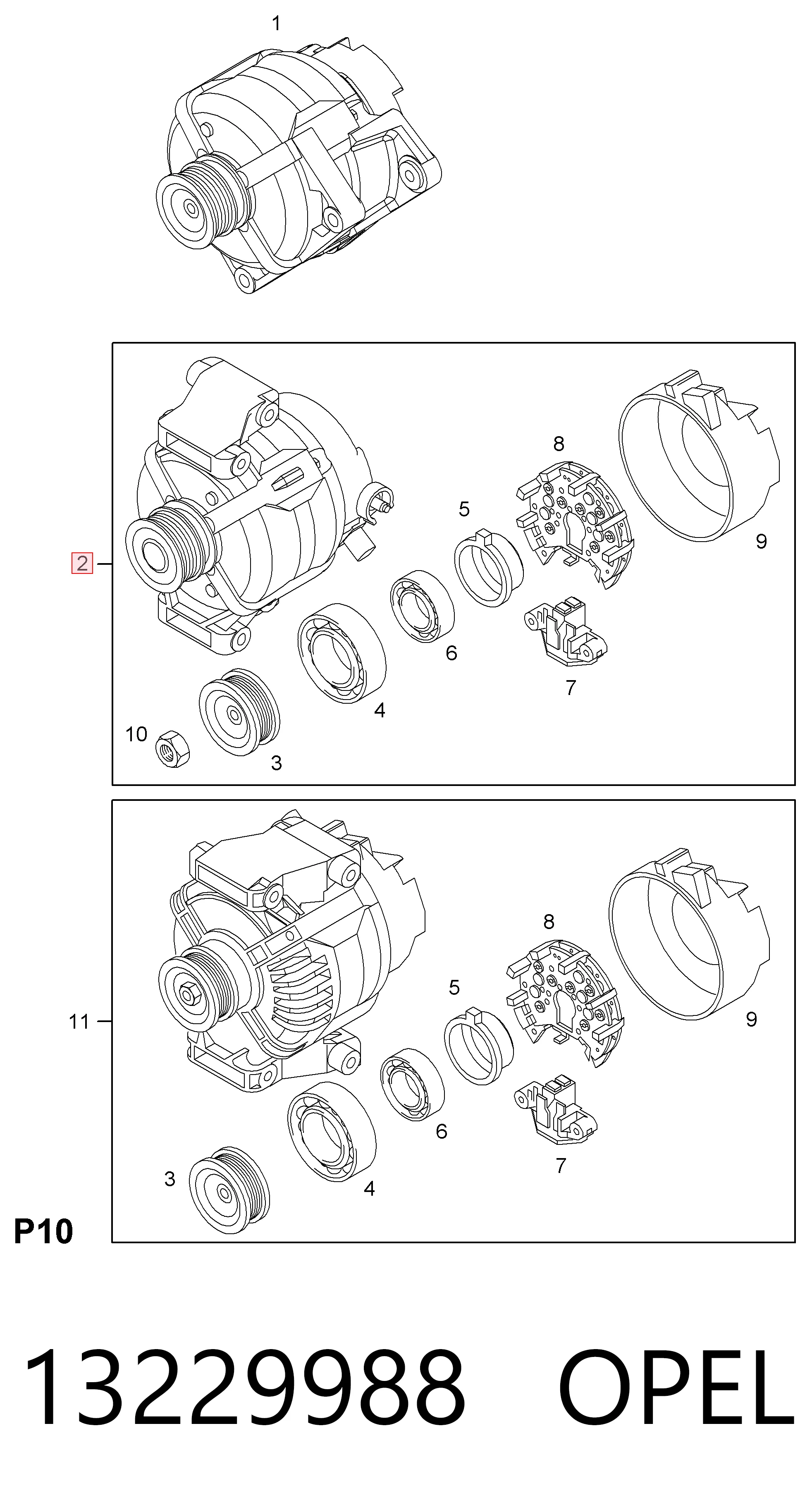 13229988 Opel Генератор автомобильный