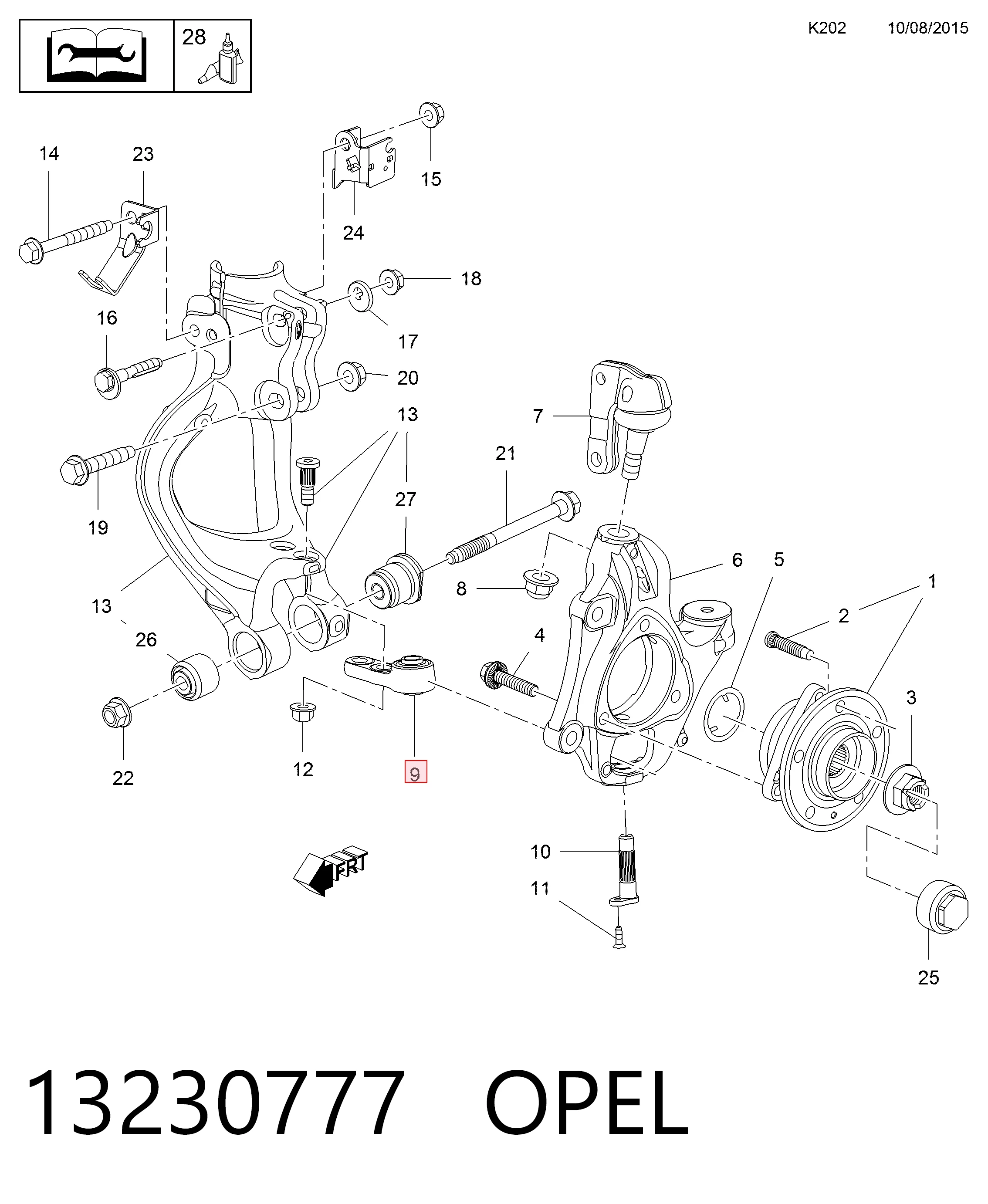 Сайлентблок передней цапфы (кулака) General Motors 0308097
