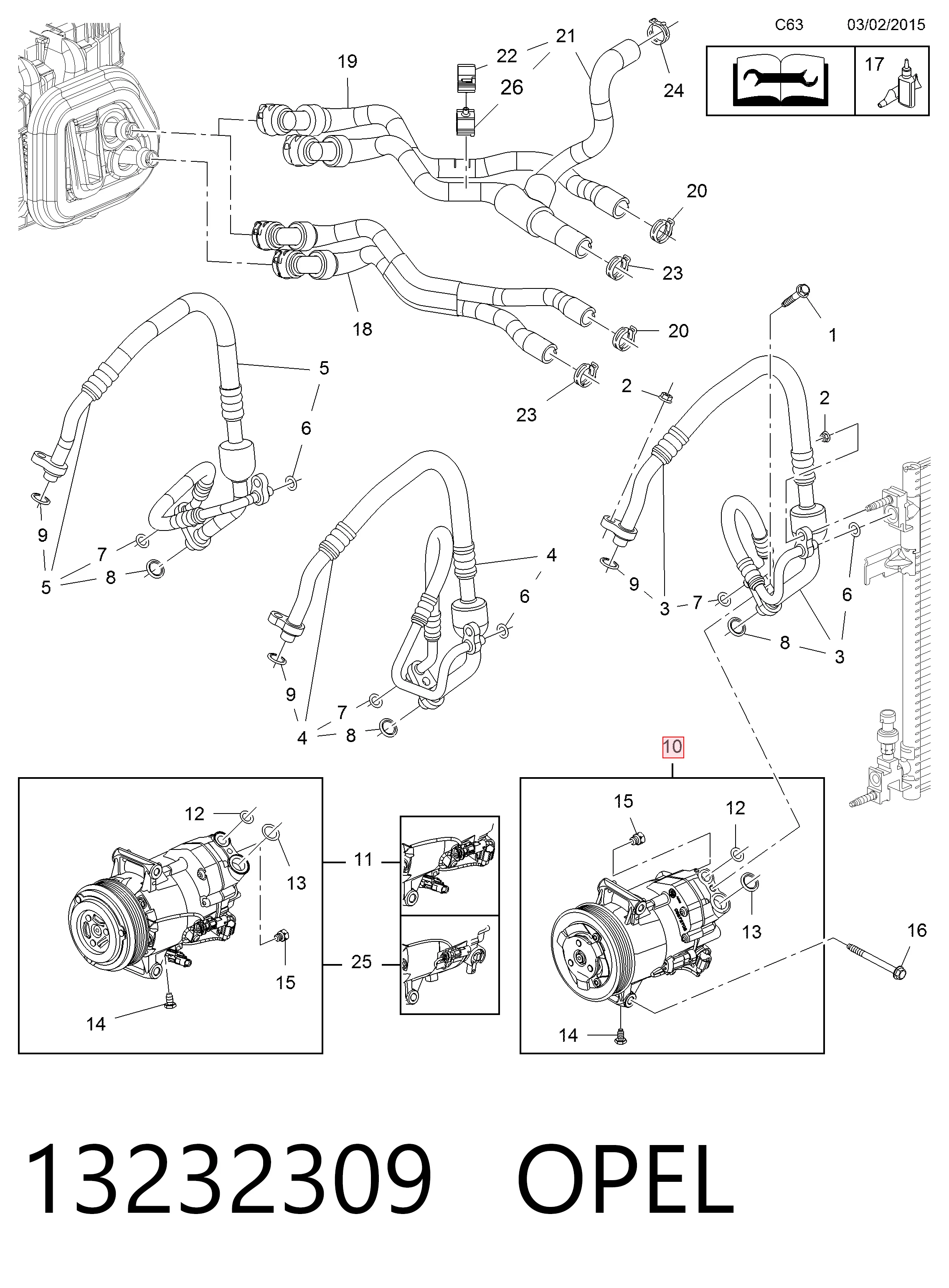 13232309 Opel Компрессор хладагента