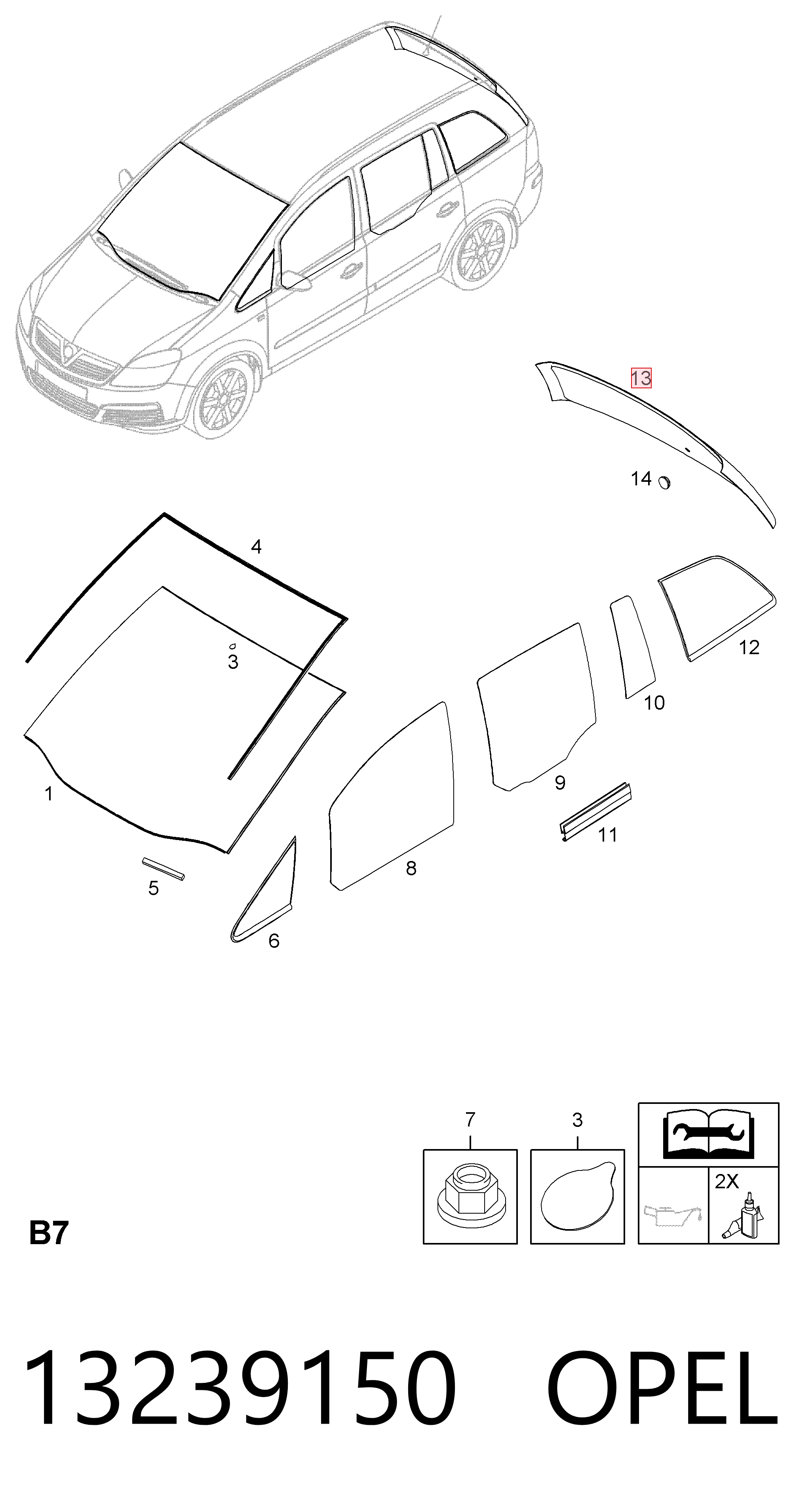13167402 General Motors Стекло двери задка
