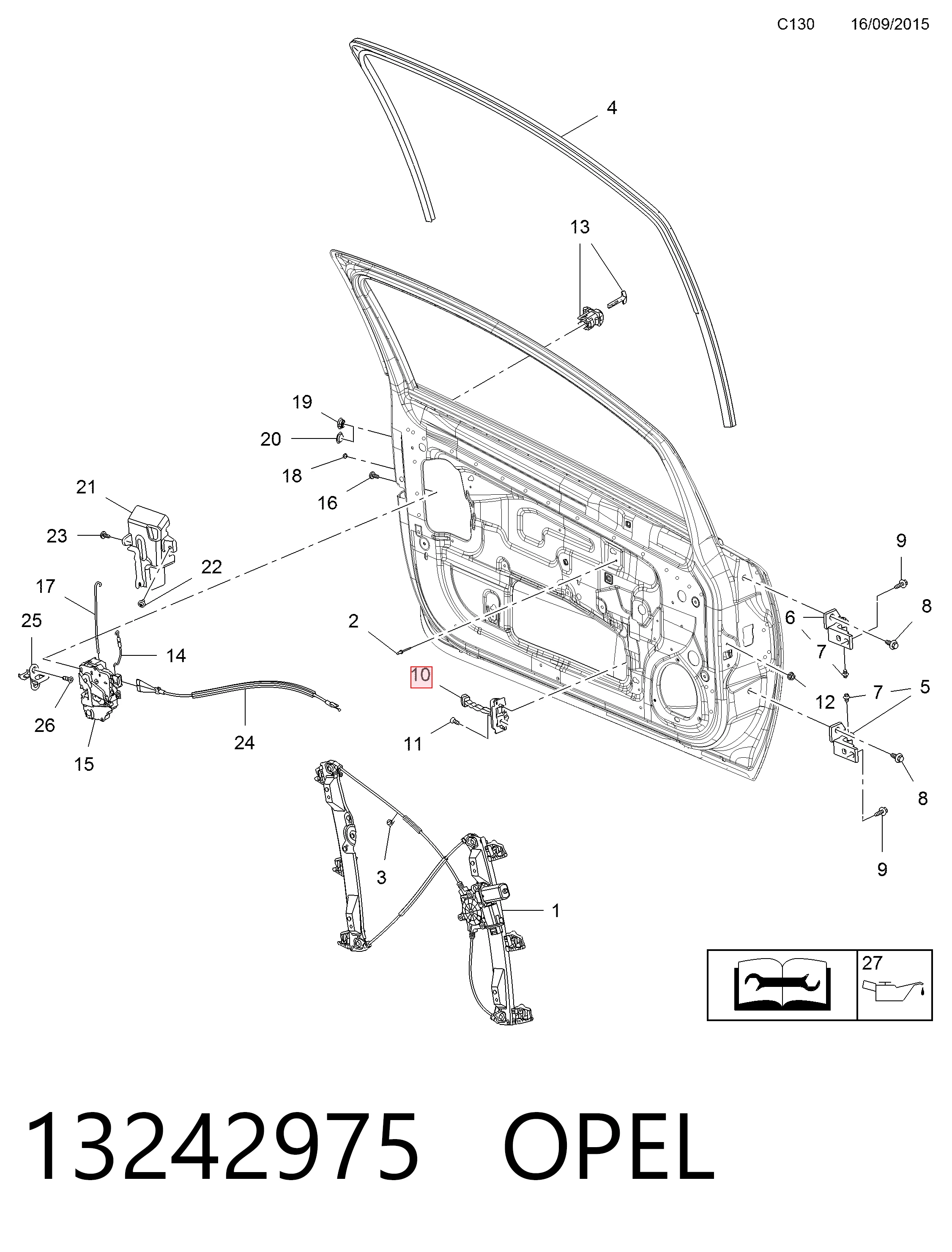 13242975 Opel Ограничитель открывания двери