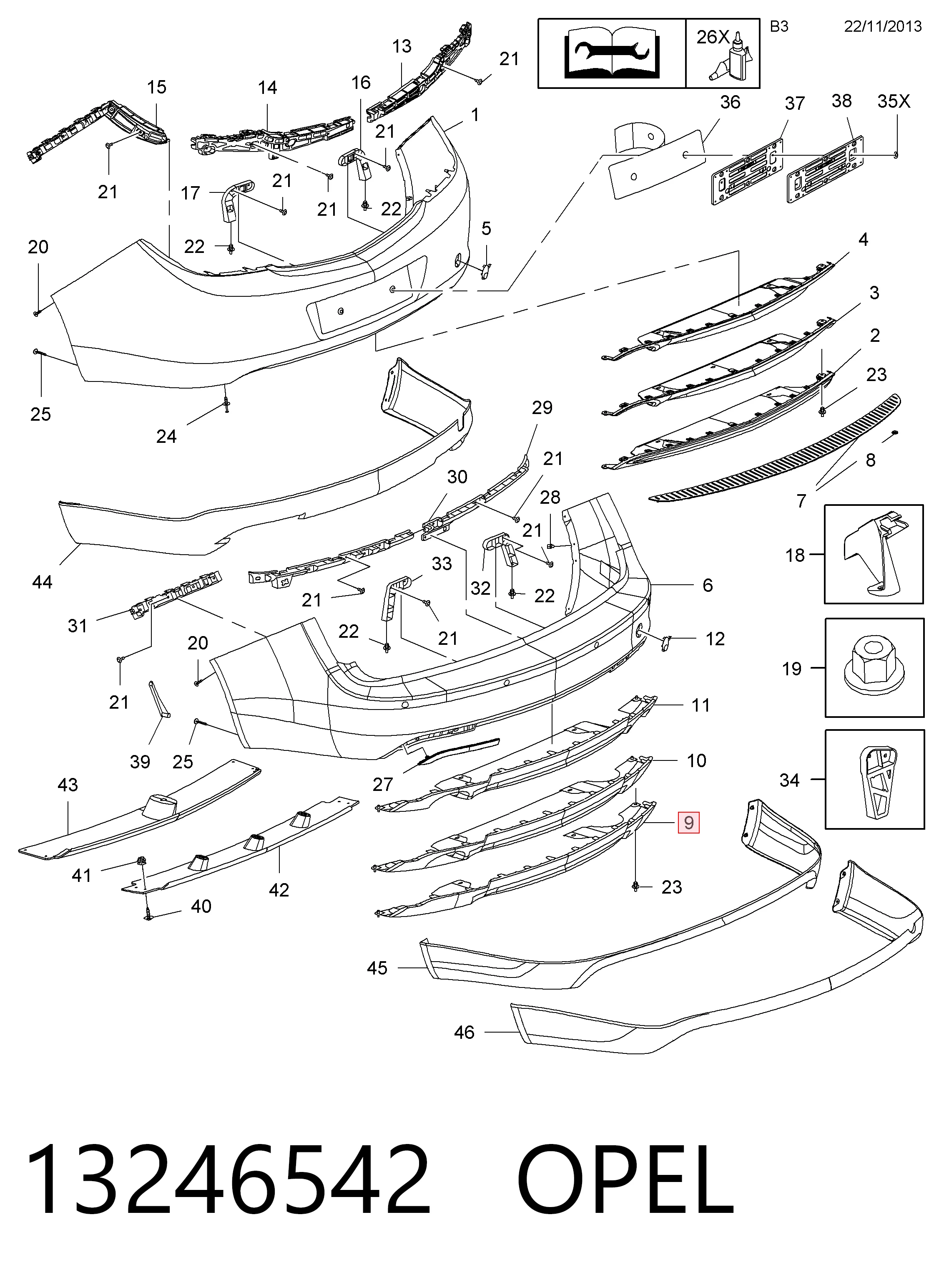 13287471 Peugeot/Citroen Спойлер заднего бампера