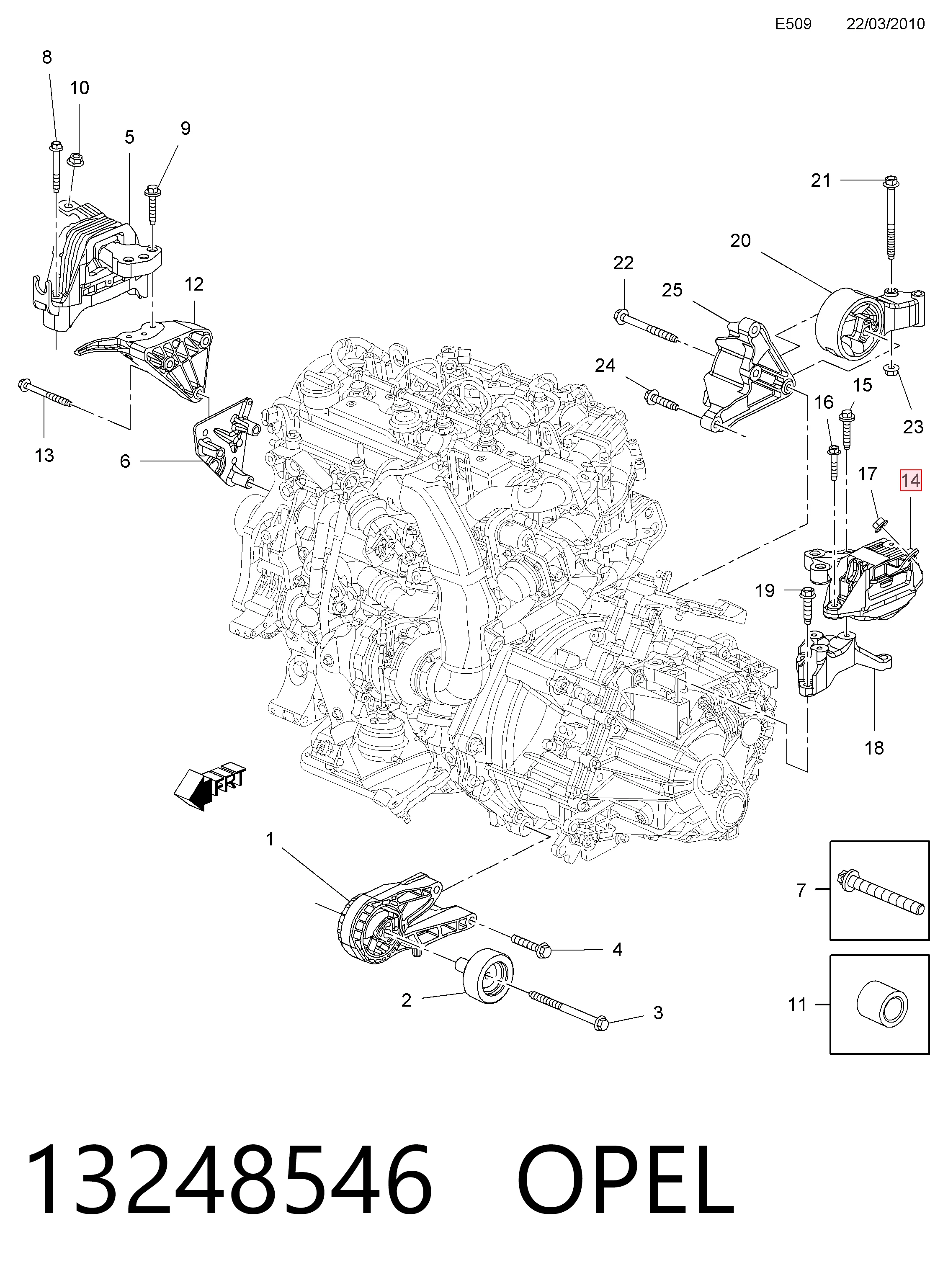 13248546 Opel Подушка (опора) двигателя, левая