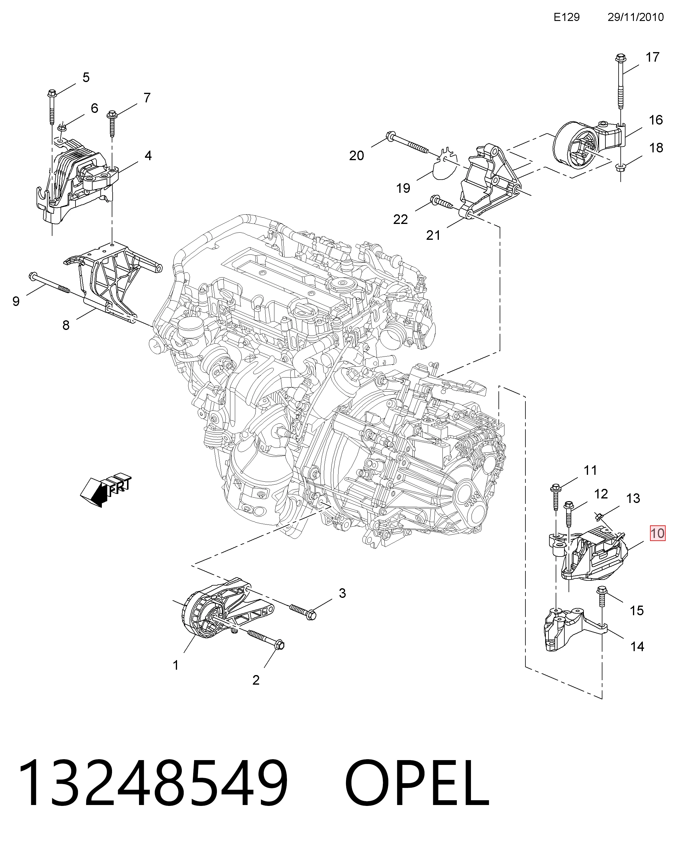 13248549 Opel Подушка (опора) двигателя, левая