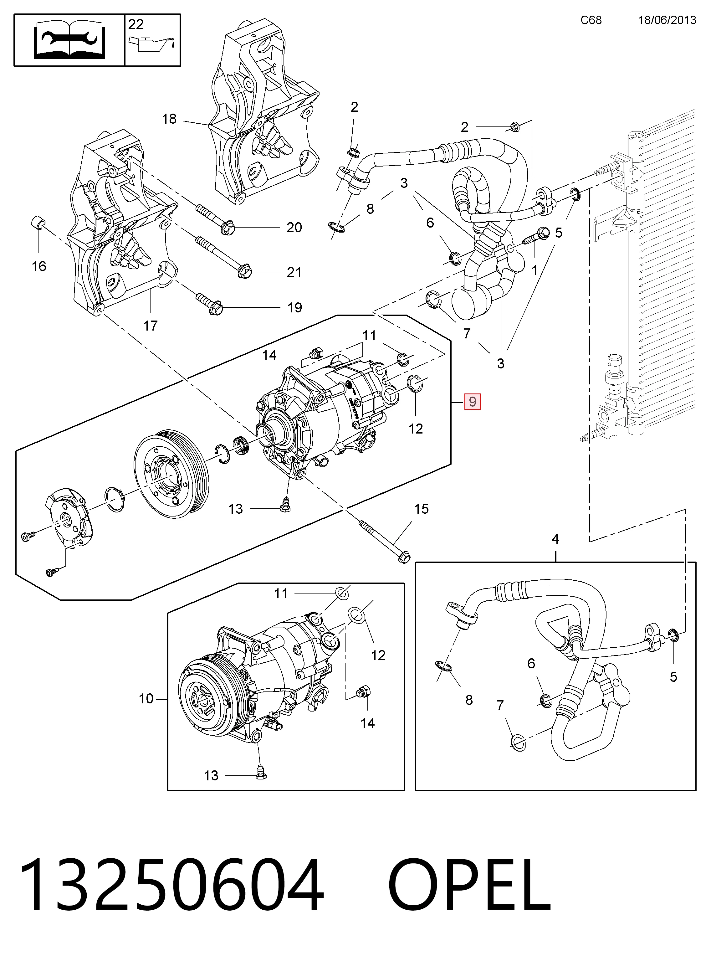 13250604 Opel Компрессор хладагента