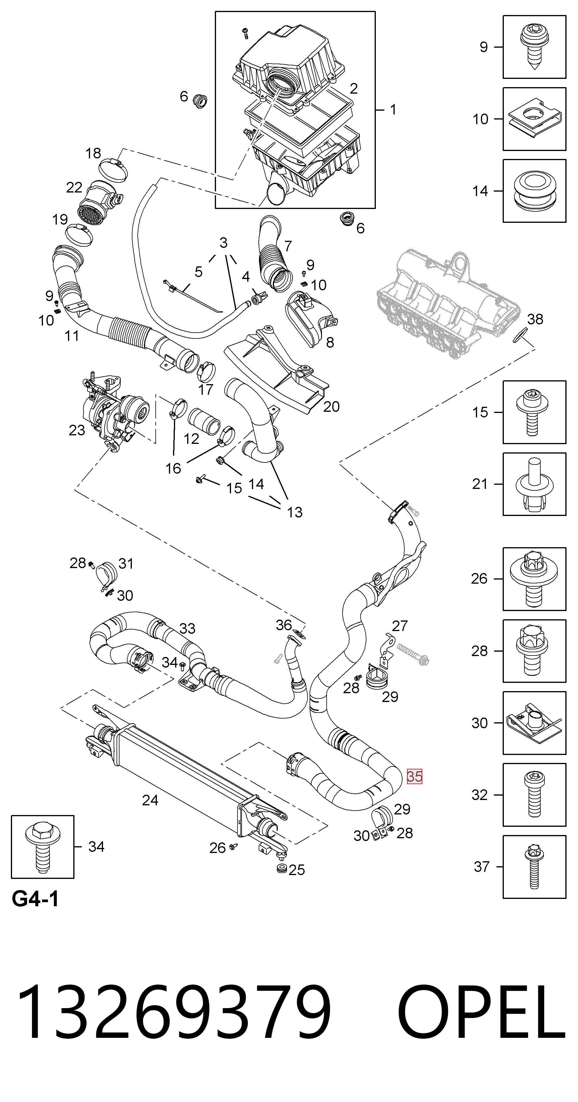 Шланг интеркуллера General Motors 13269379