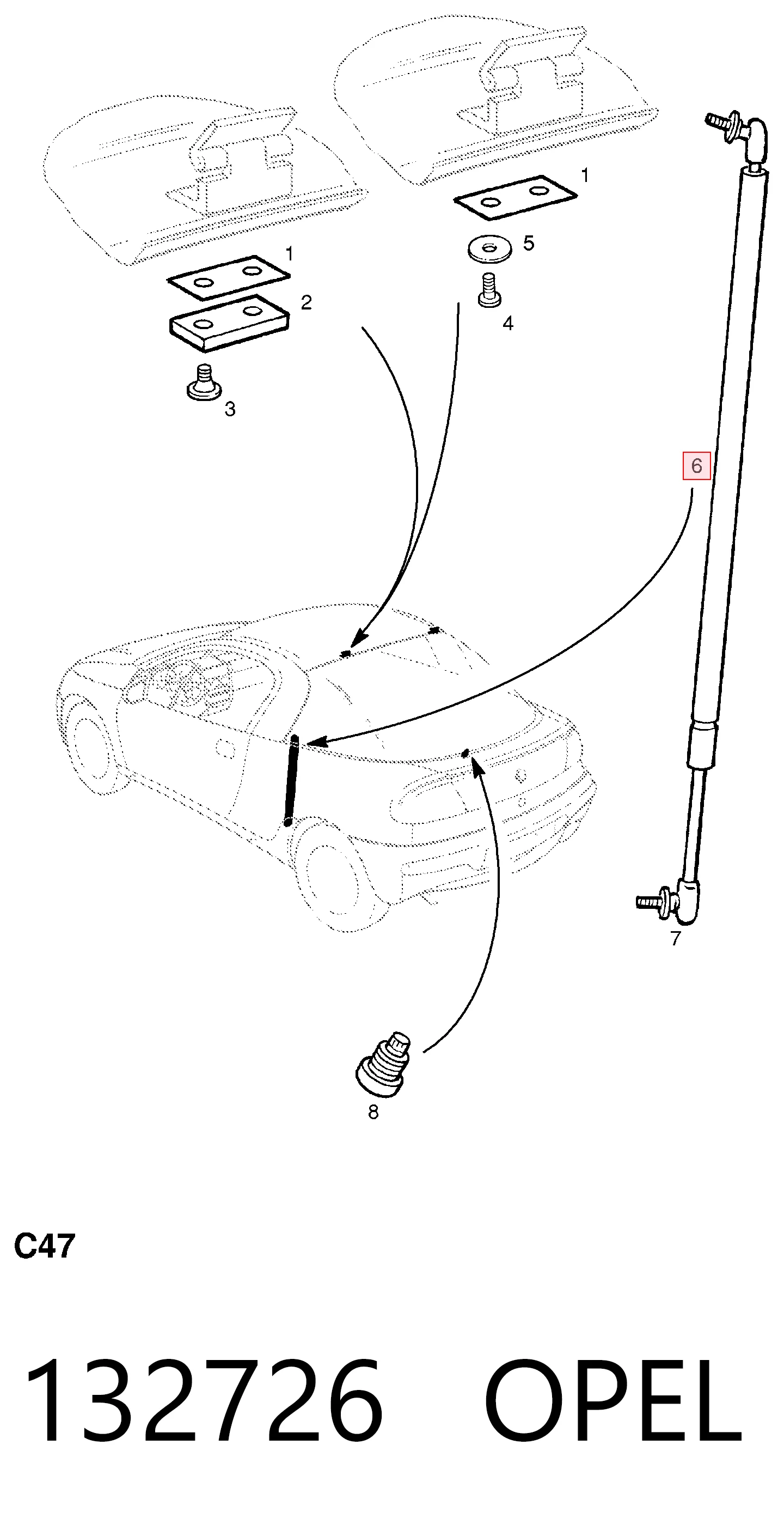 132726 Opel Амортизатор крышки багажника