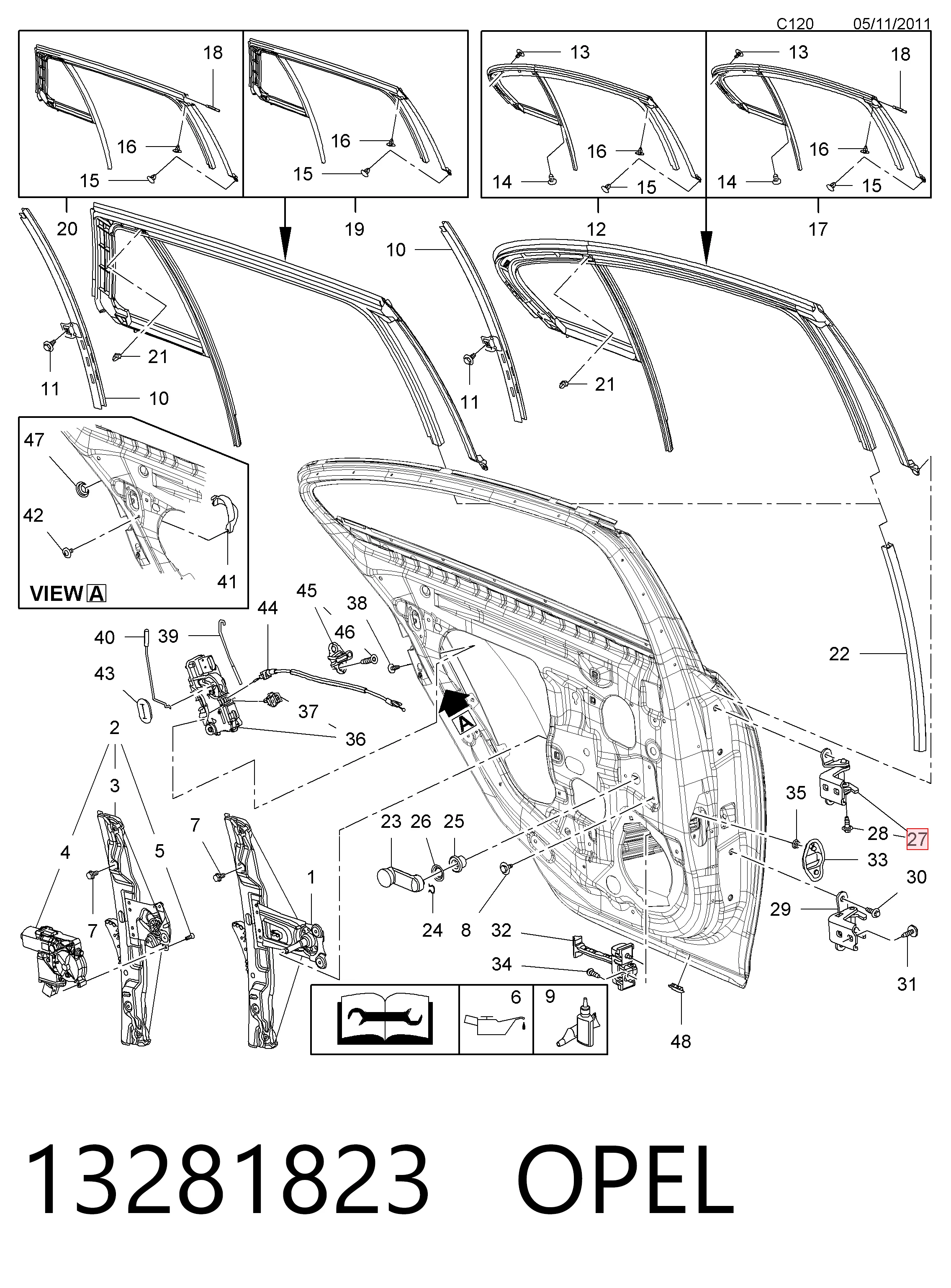 Петля задней двери, правой General Motors 13281823 цена, от 2.23 USD