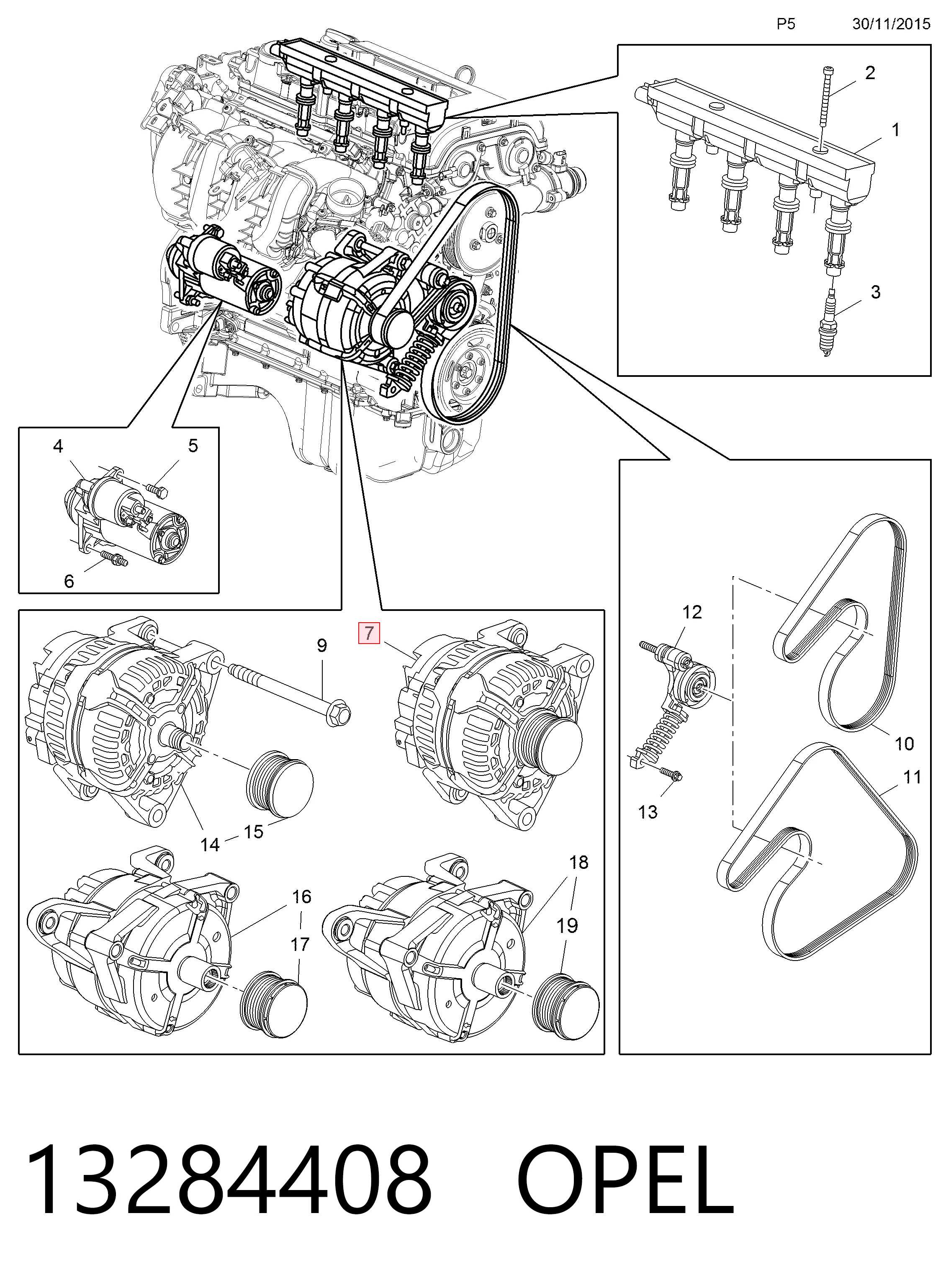 13284408 Opel Генератор автомобильный