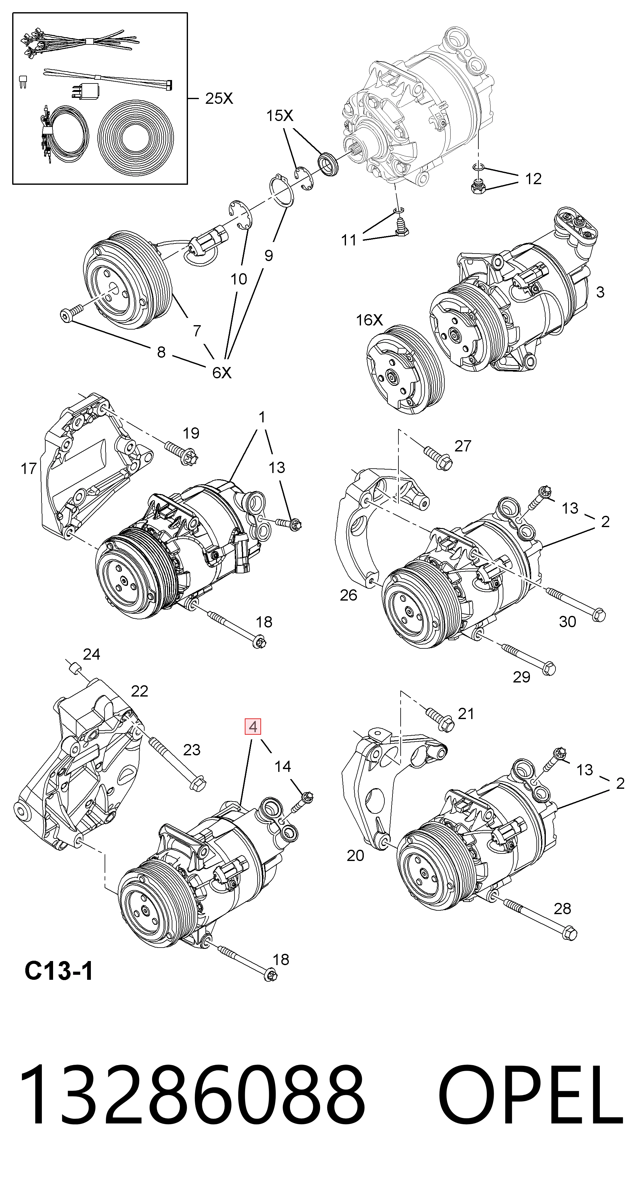 13286088 Opel Компрессор хладагента