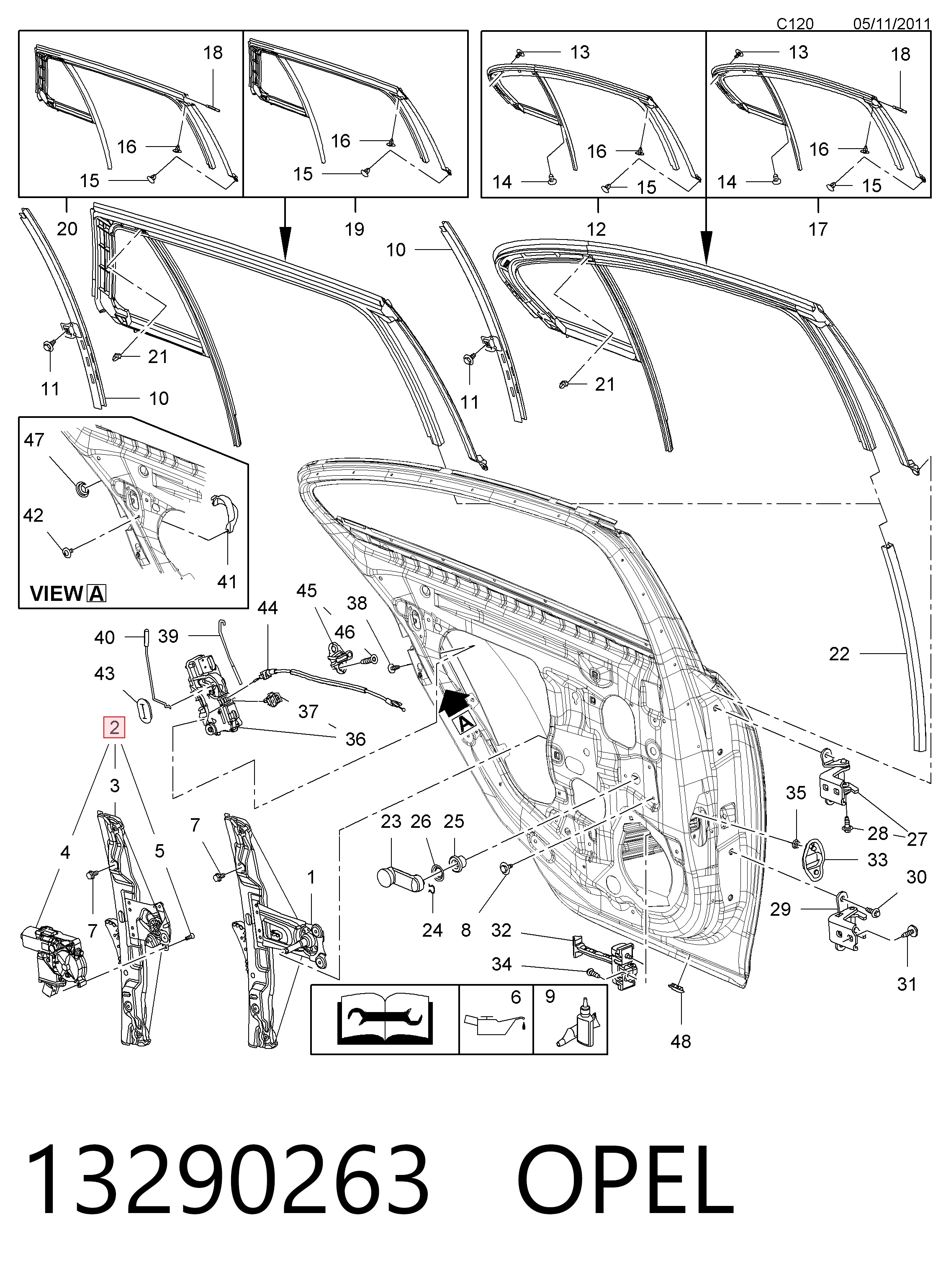 Стеклоподъемник задней левой двери General Motors 13290263 цена, от 37.81 USD
