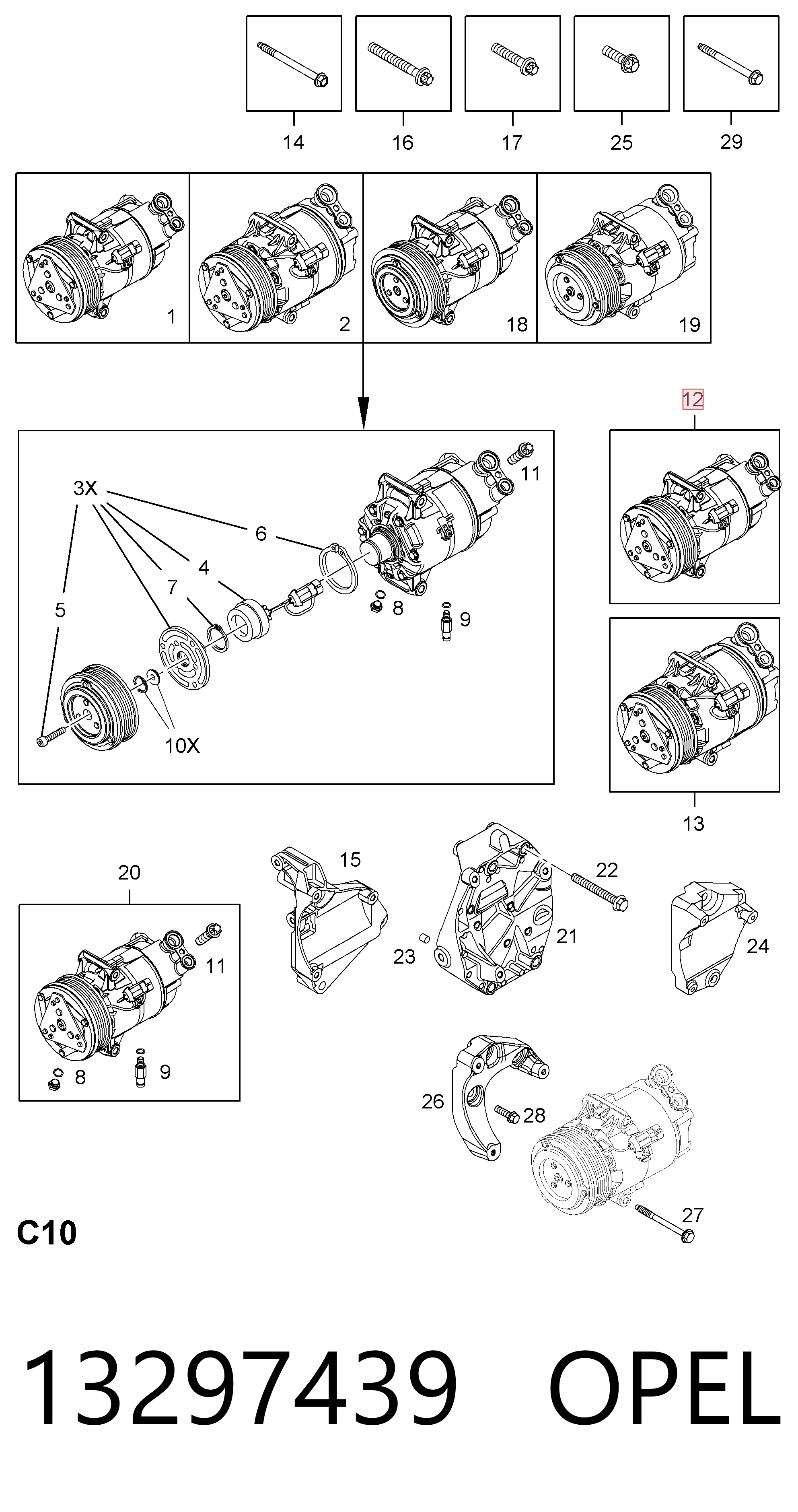 13297439 Opel Компрессор хладагента