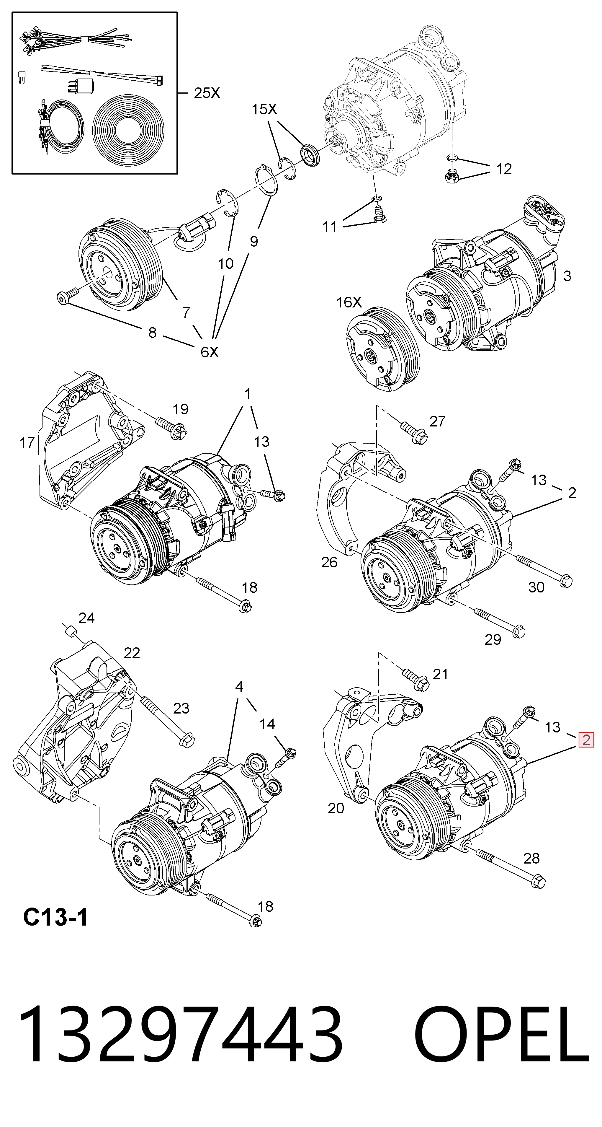 13297443 Opel Компрессор хладагента
