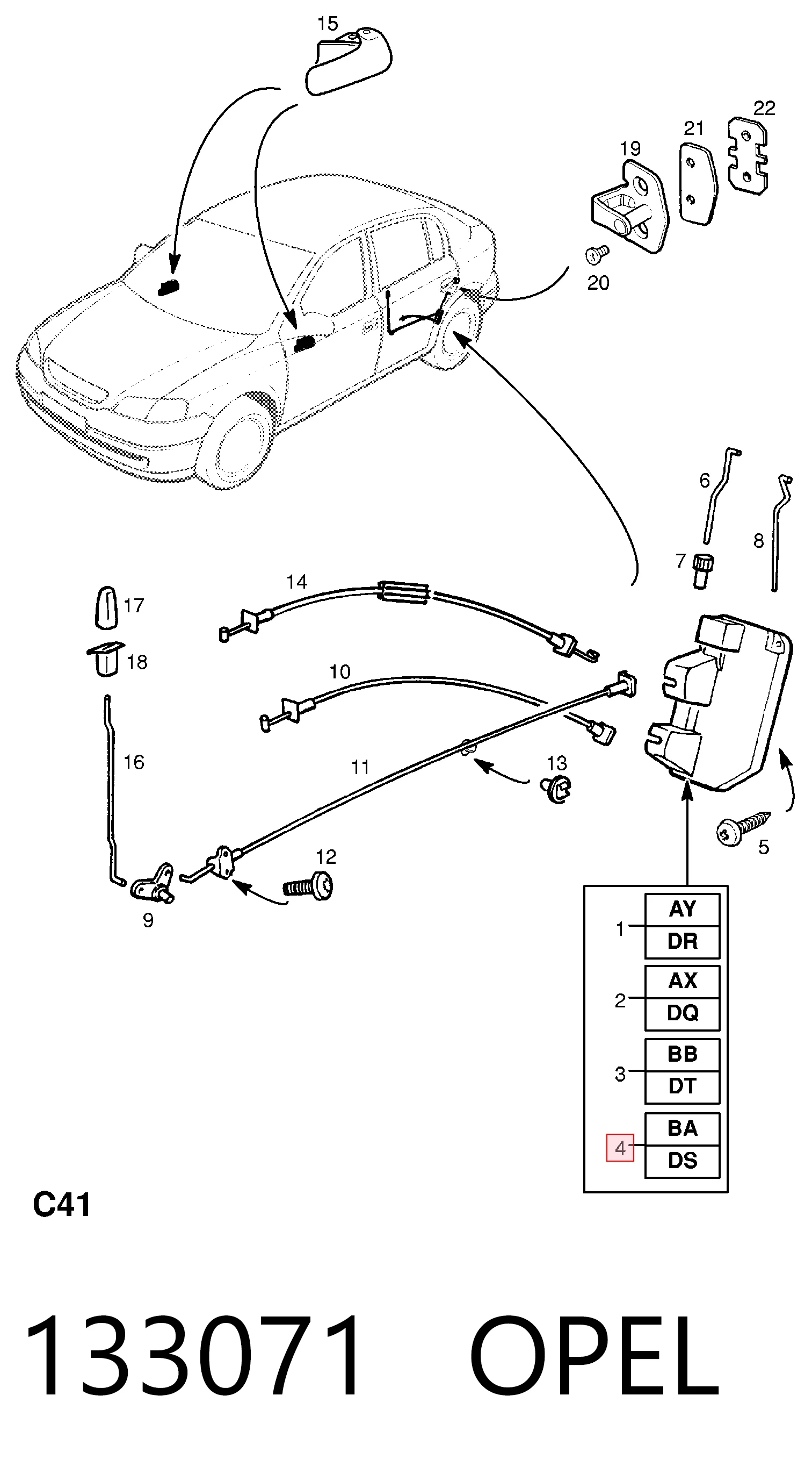 Замок двери задней левой на Opel Astra G F69