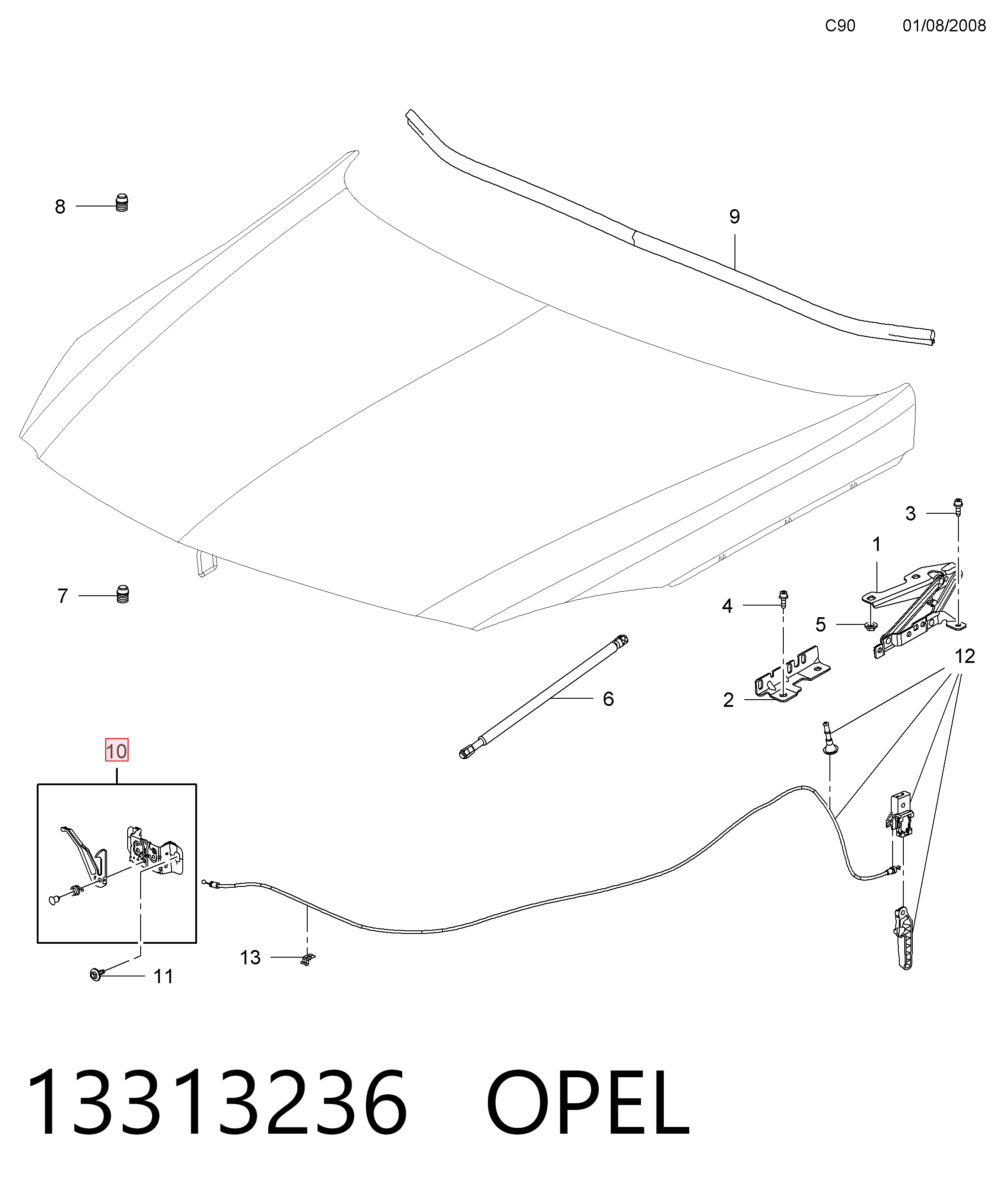 Замок капота General Motors 13313236 цена, от 12.23 USD
