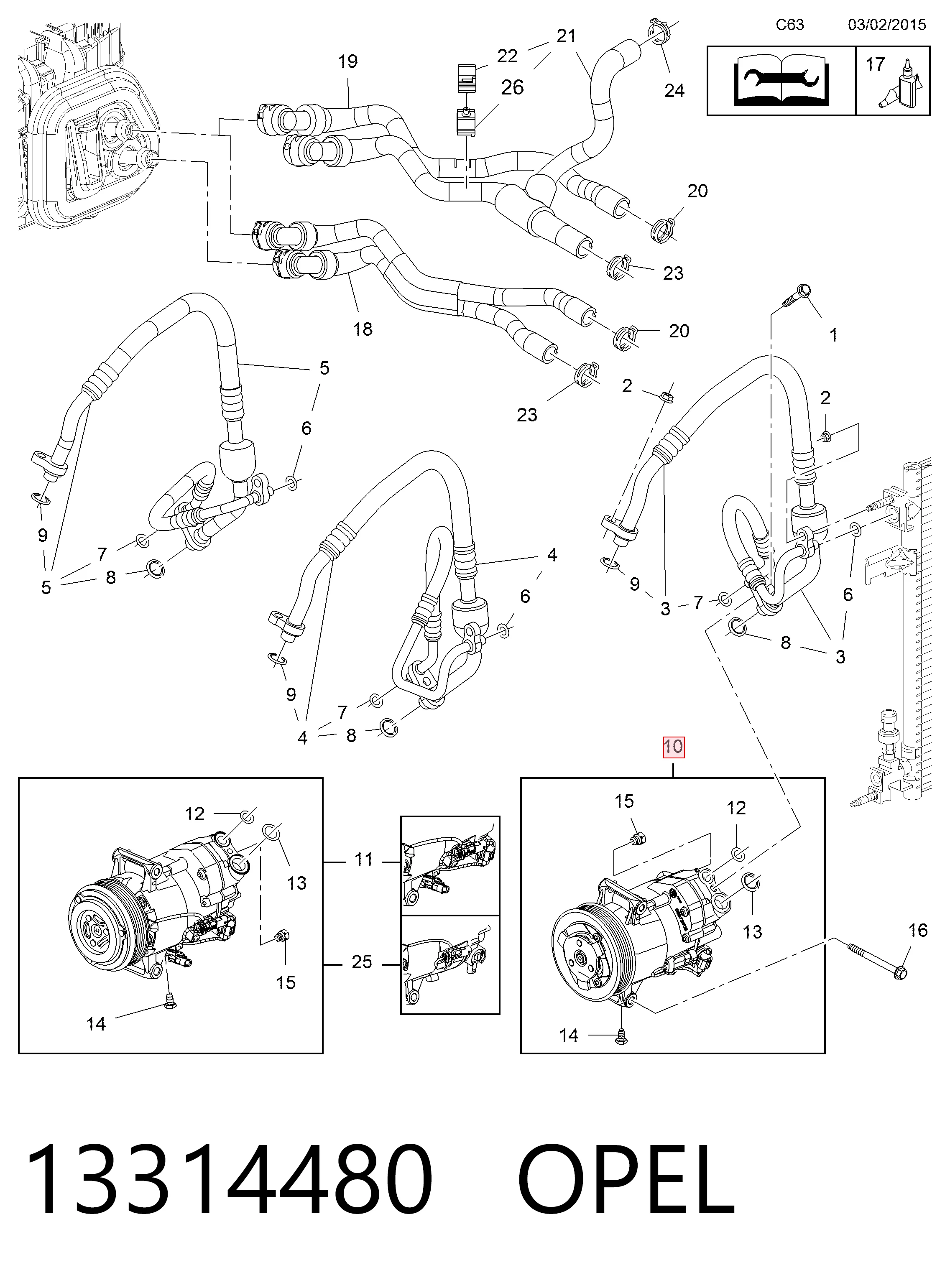 13314480 Opel Компрессор хладагента
