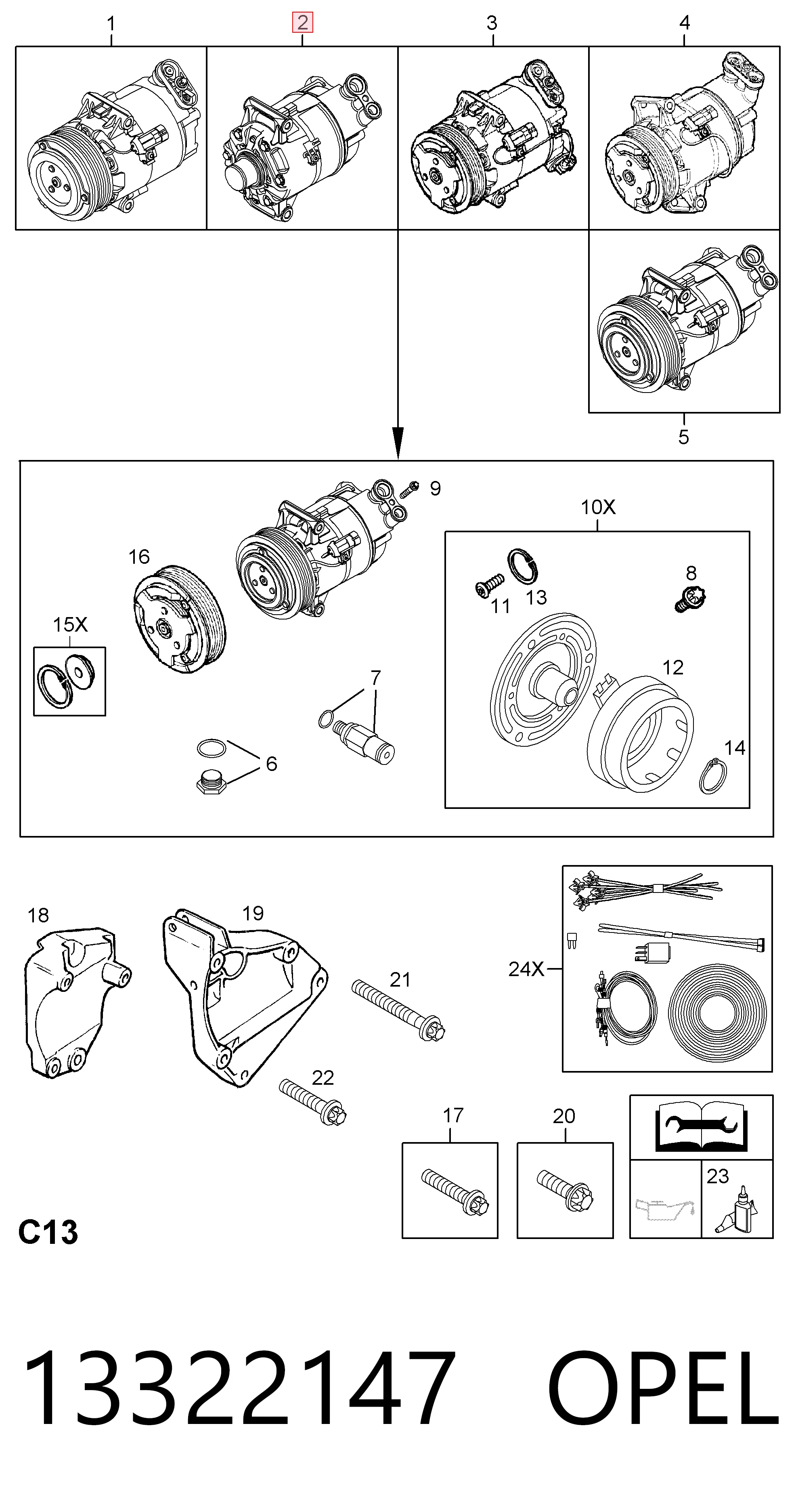 13322147 Opel Компрессор хладагента