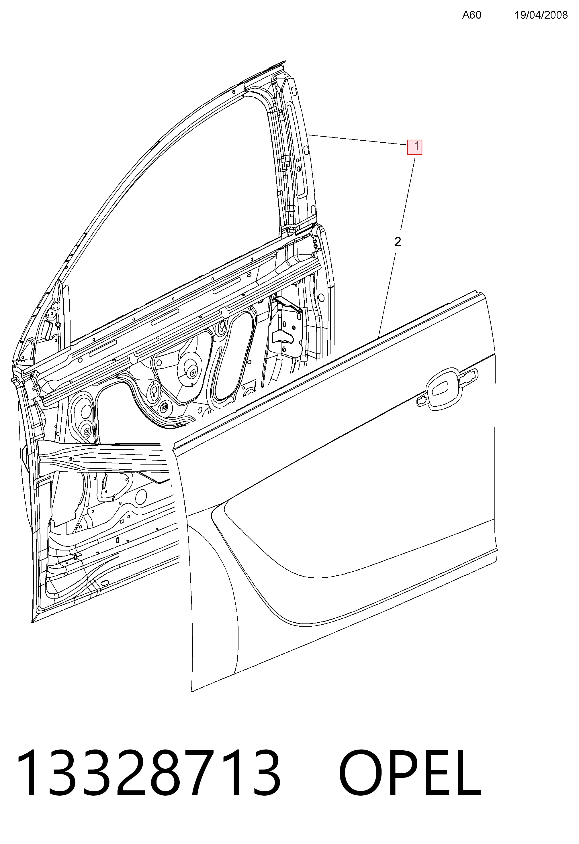 Купить 22796395 General Motors Дверь передняя, левая