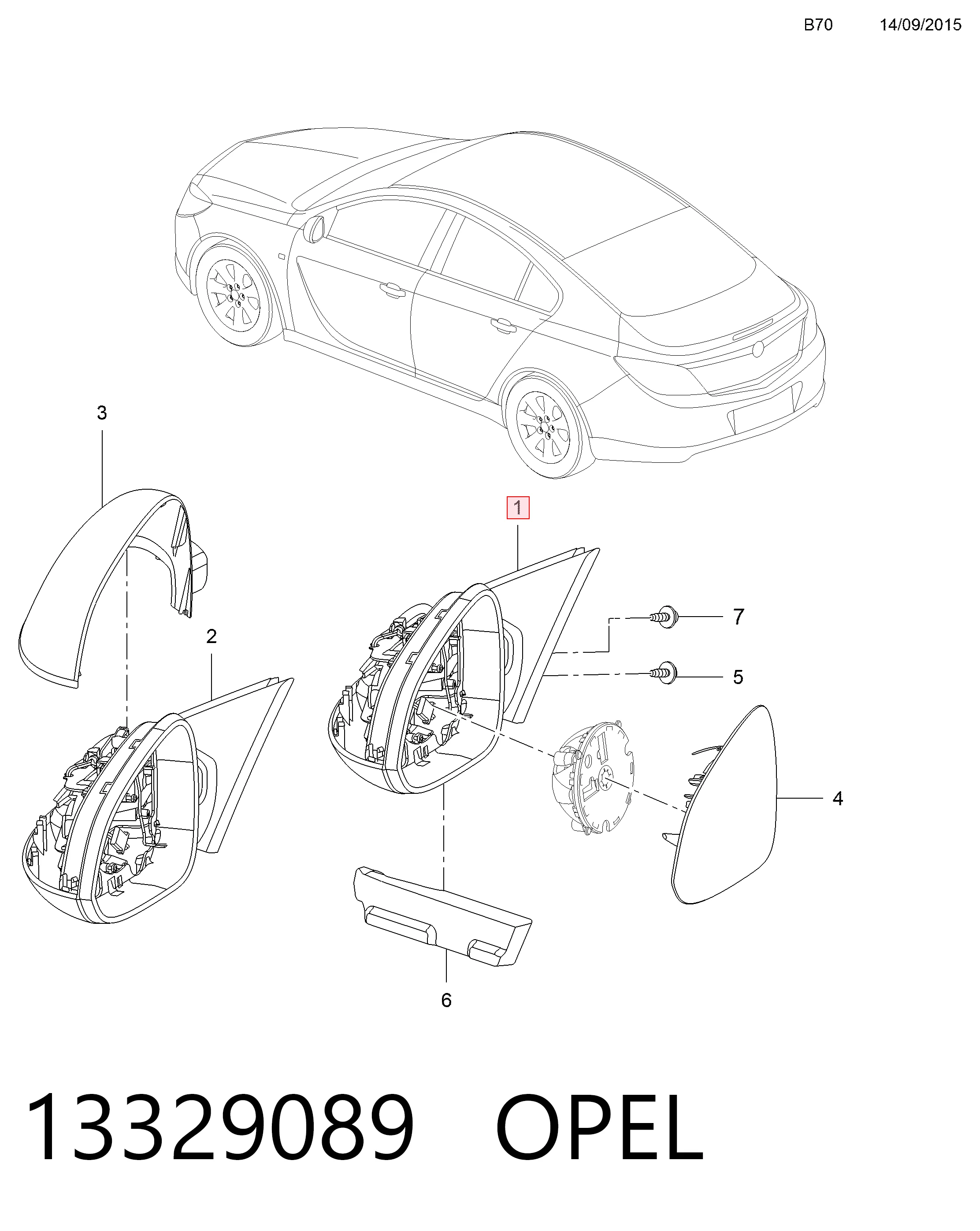 Наружное зеркало правое General Motors 13329089 цена, от 77.01 USD