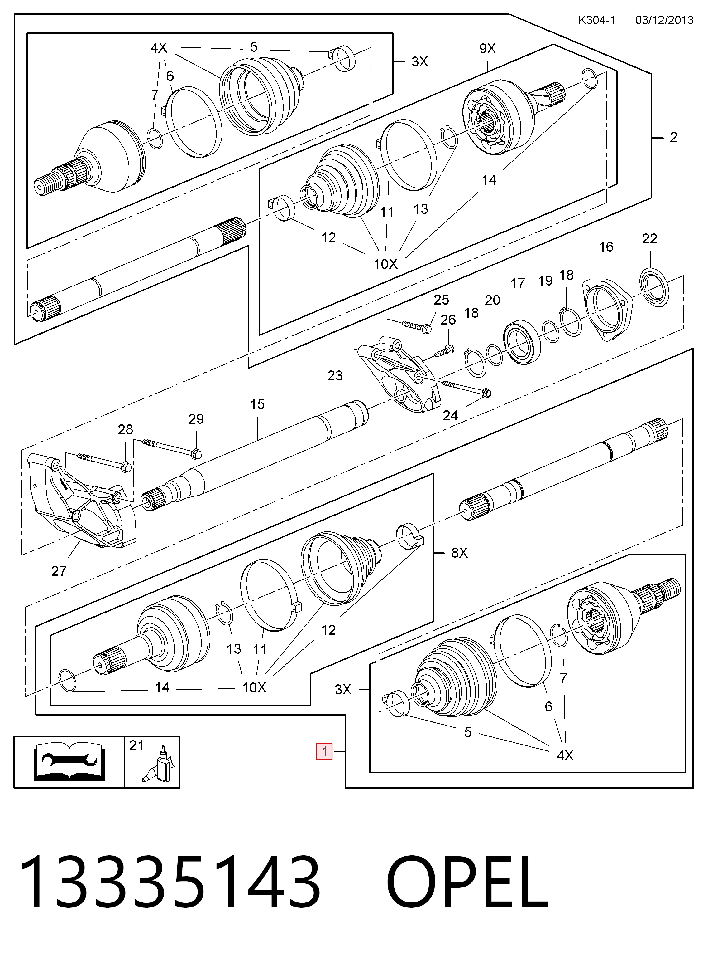 Купить 13335143 Peugeot/Citroen Вал приводной правый