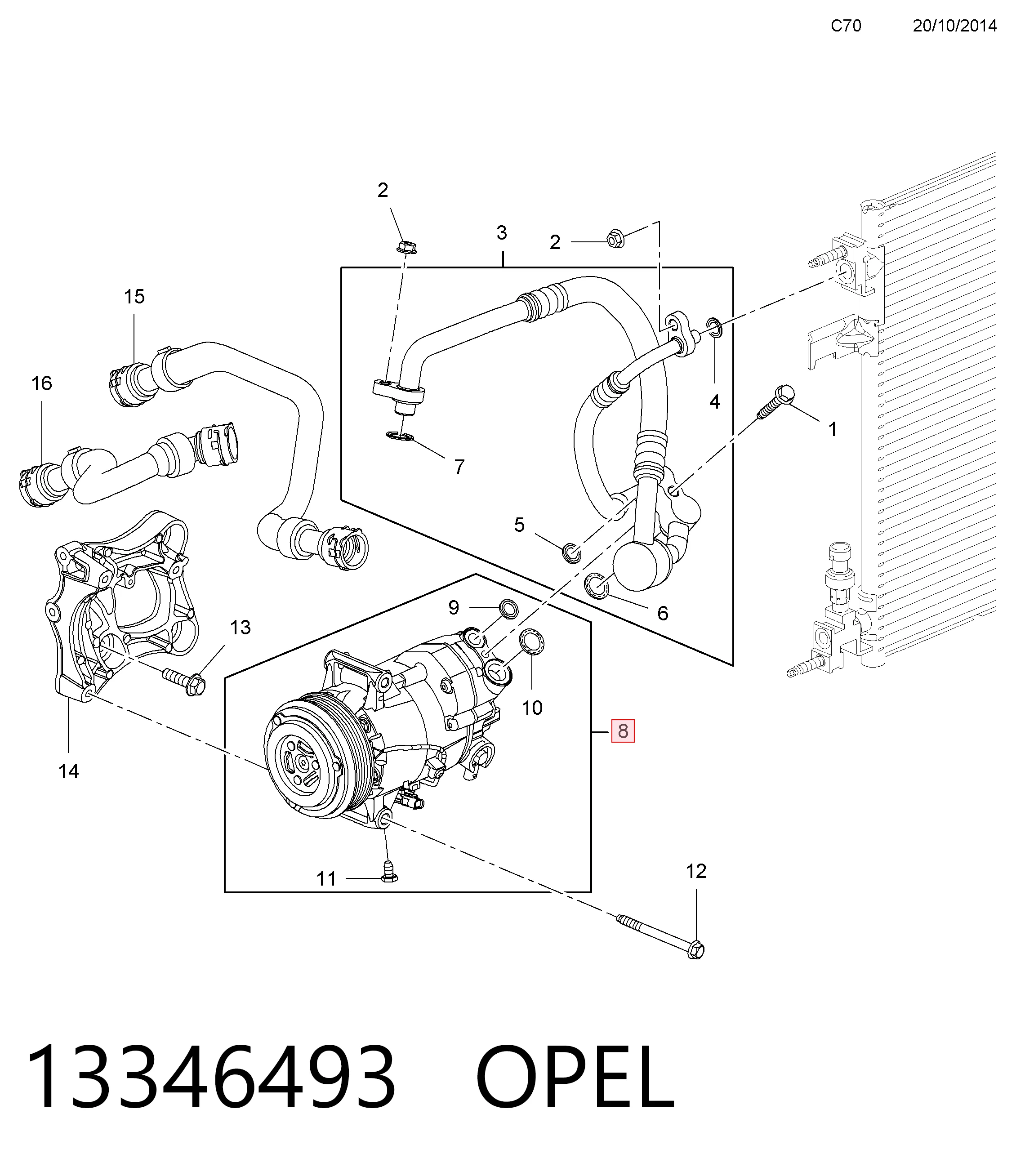 13346493 Opel Компрессор хладагента