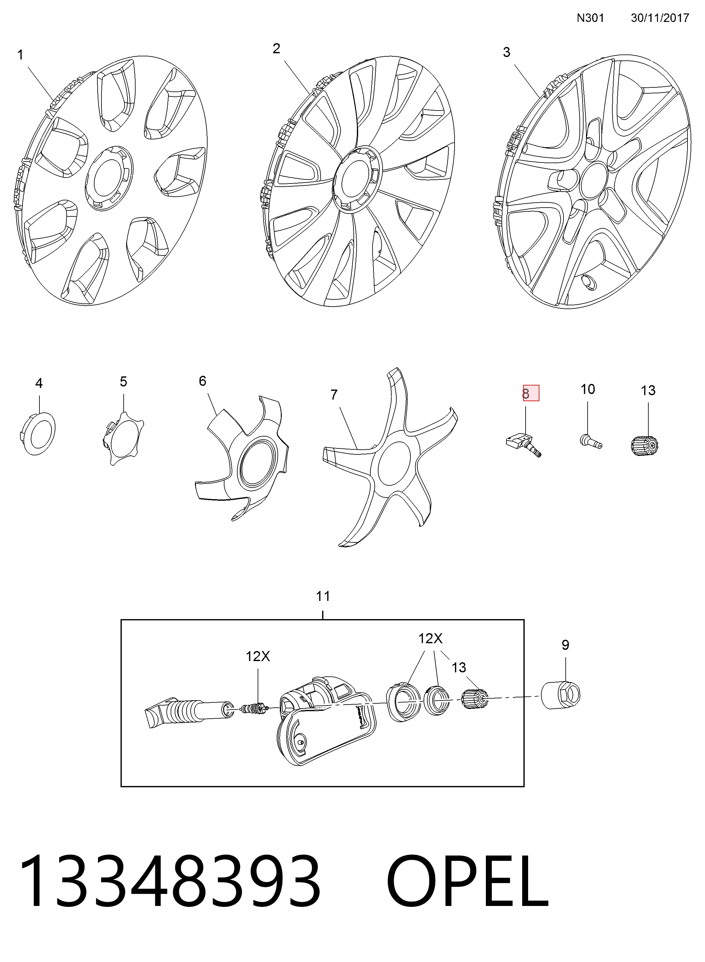 13348393 Opel Манометр воздушный