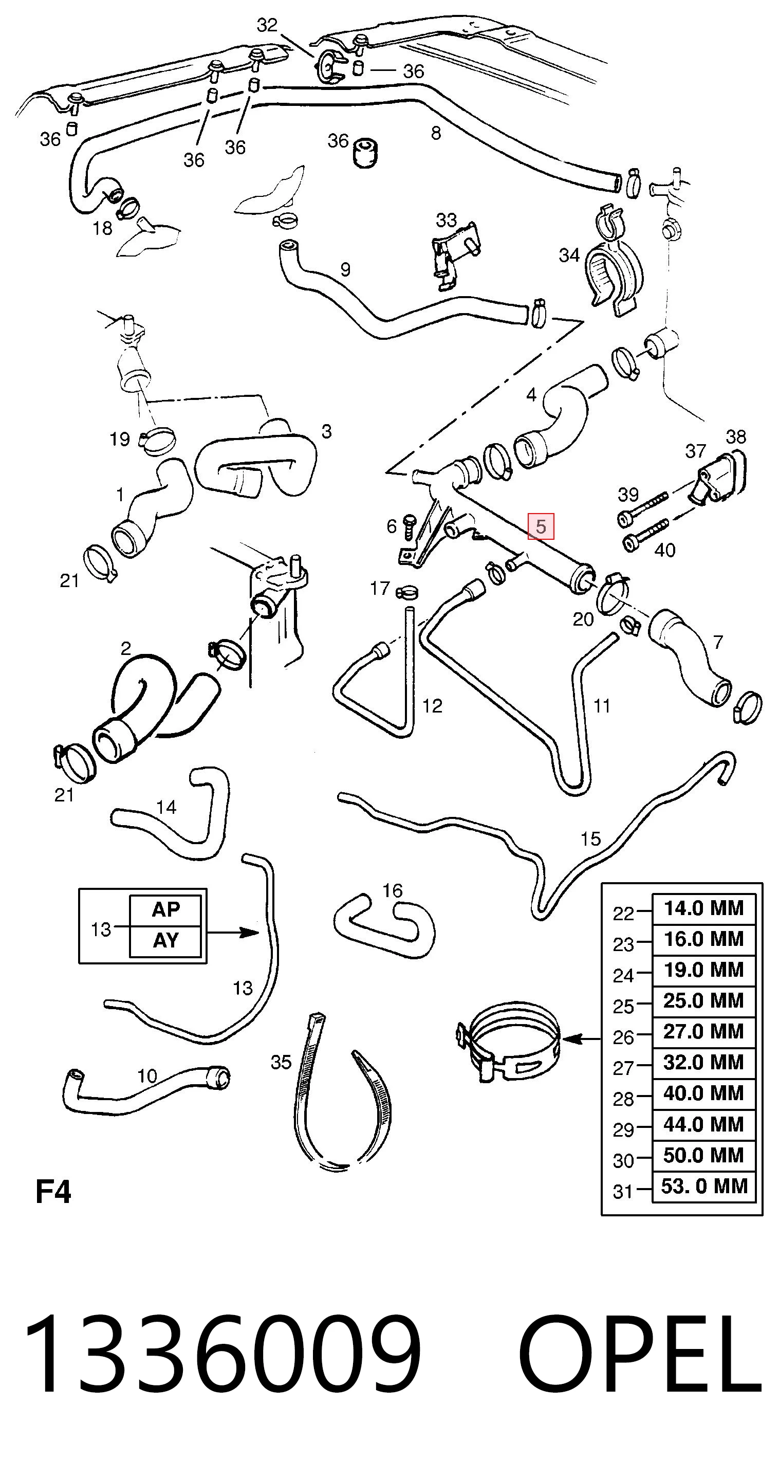 1336009 Opel Тройник системы охлаждения