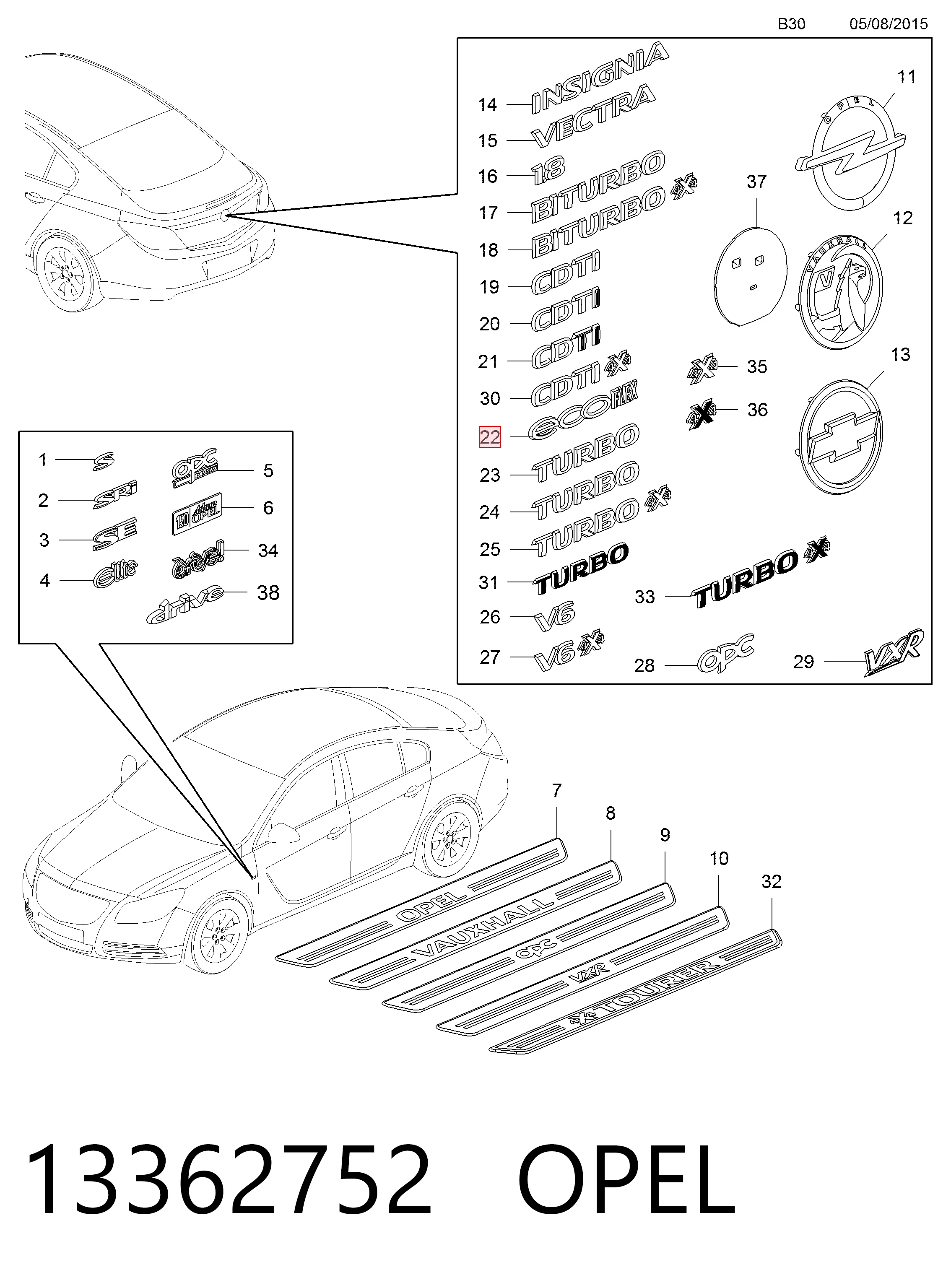 13362752 General Motors Фирменный значек на багажник