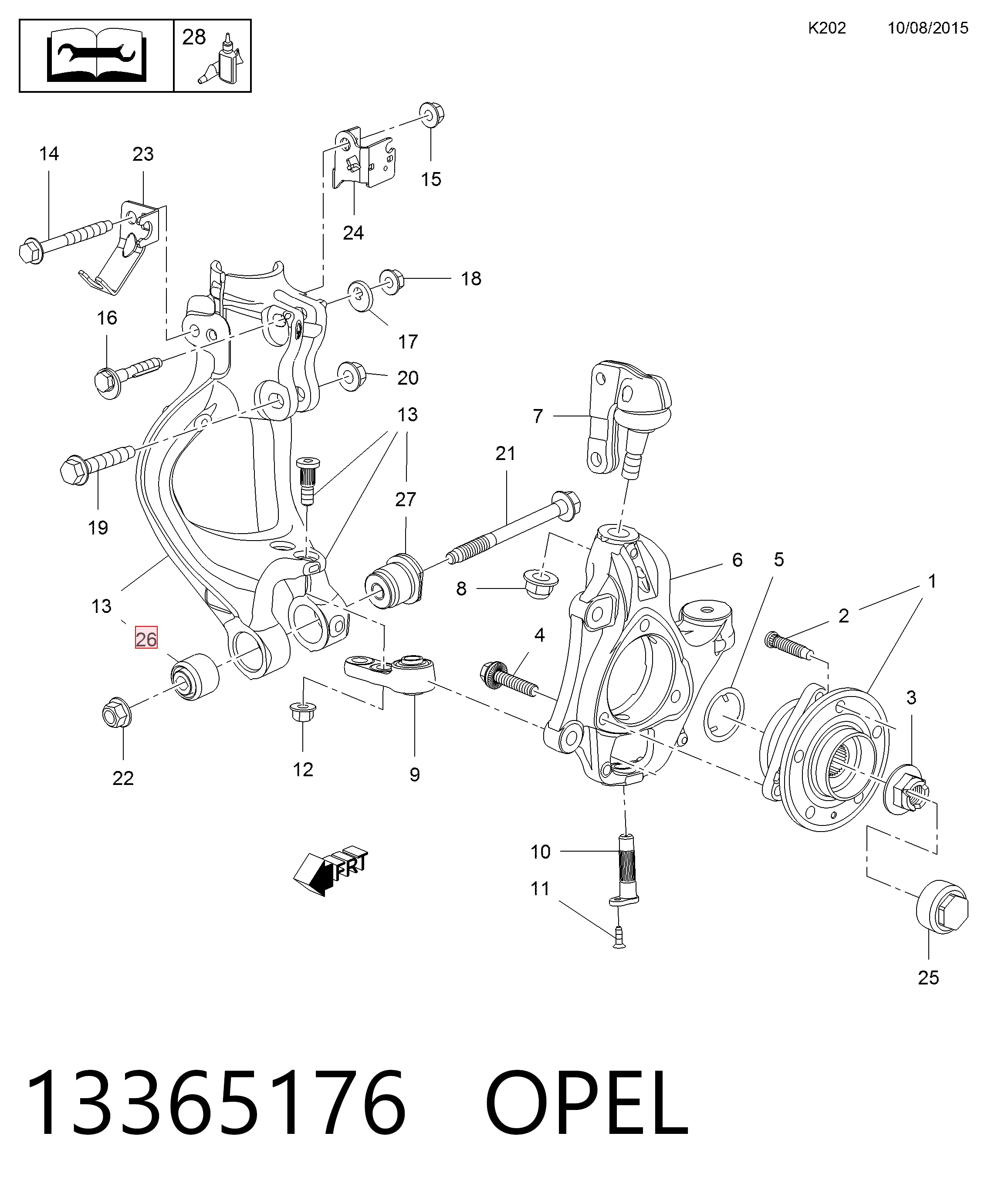 Сайлентблок передней цапфы (кулака) General Motors 0352539