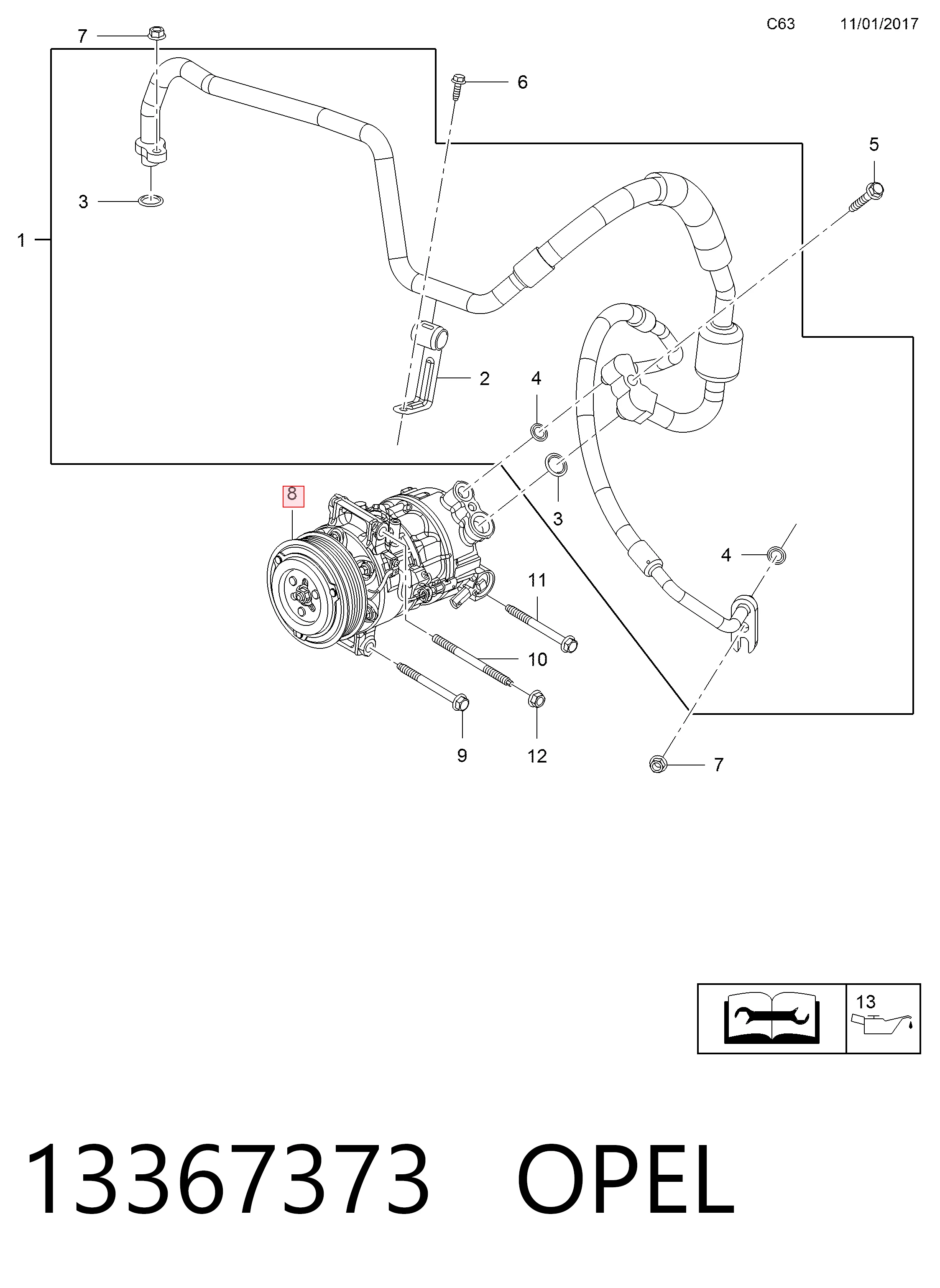  Компрессор кондиционера Opel Astra 