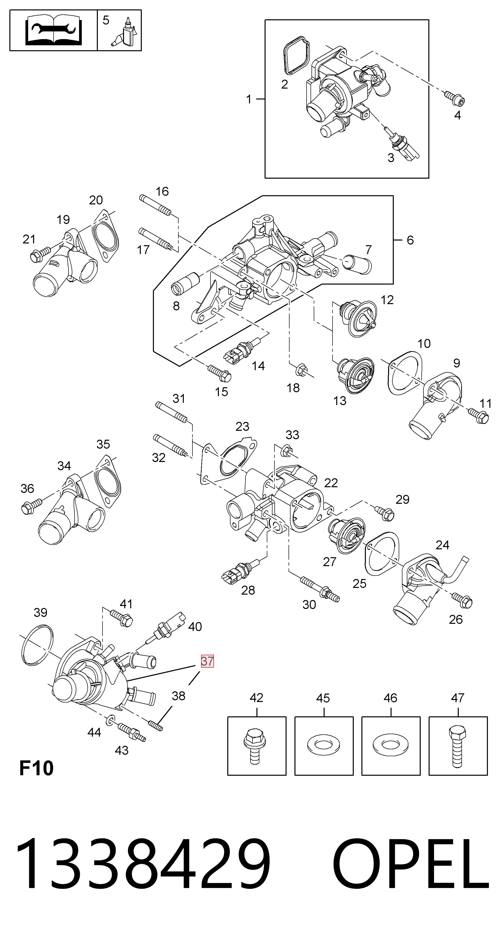 1338429 Opel Авто термостат