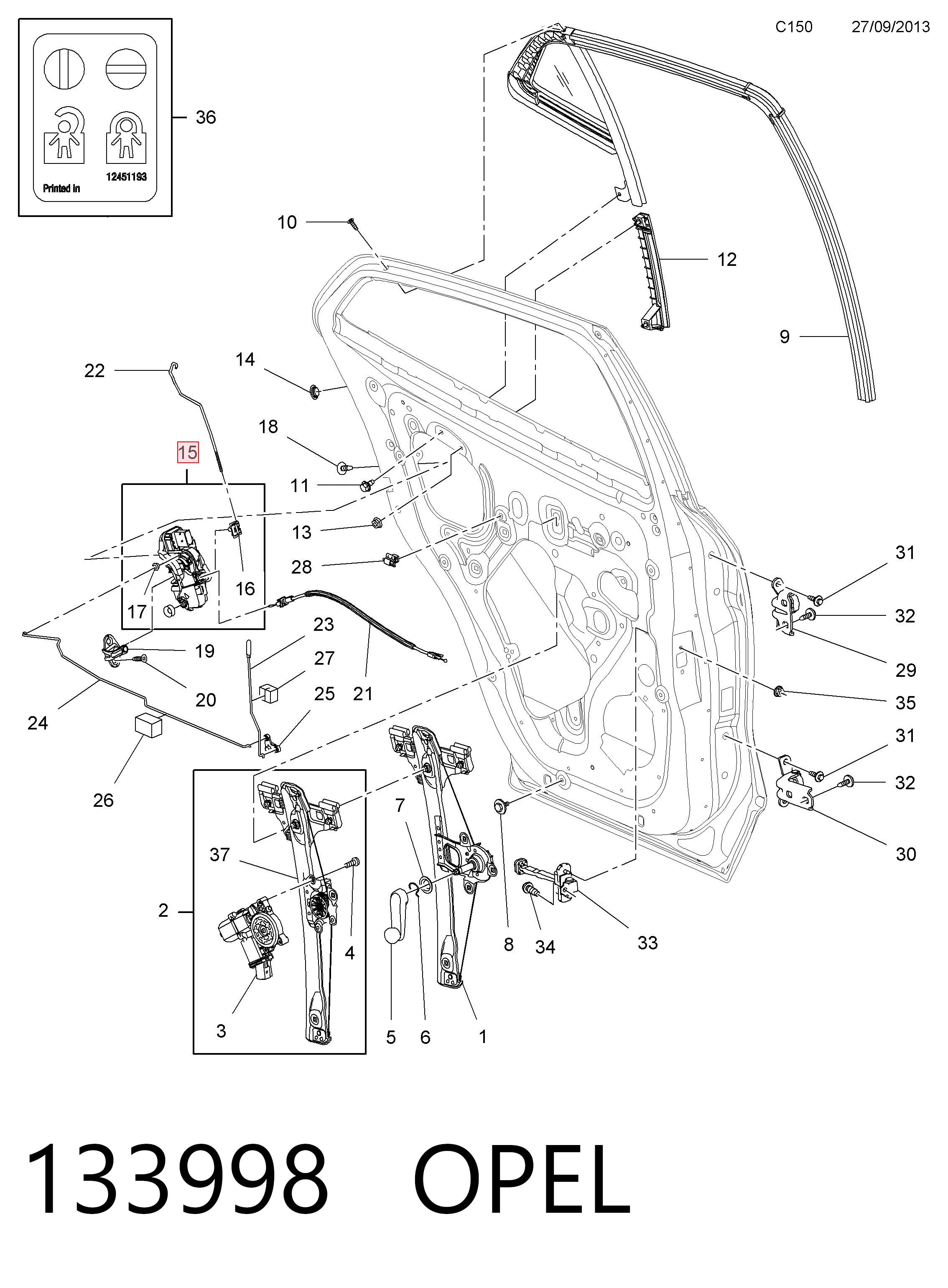 Замок задней двери, левой Chevrolet Aveo III седан (T300) (2011 - 2020) цена, от 11.47 USD