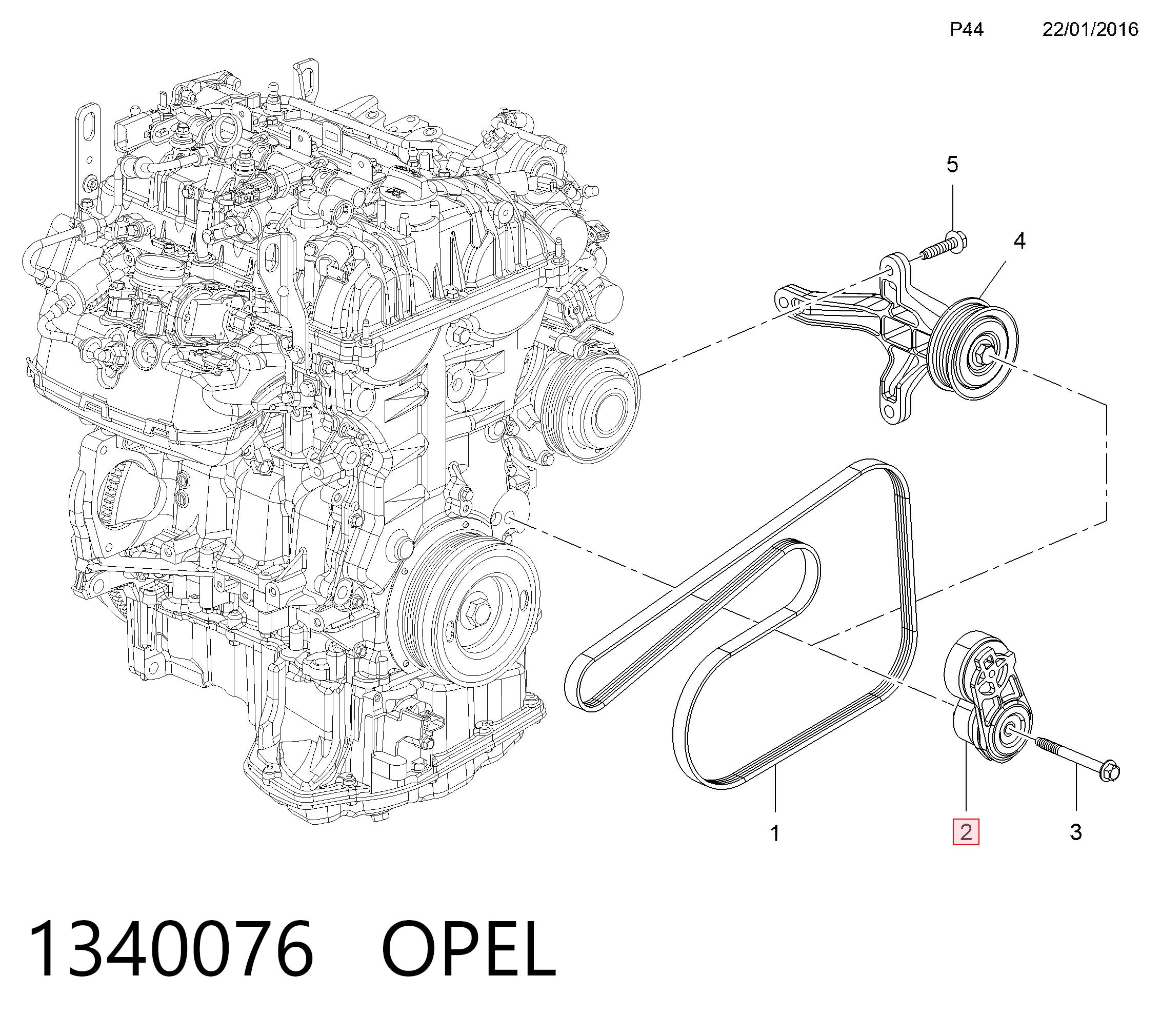 1340076 Opel Натяжитель клинового ремня