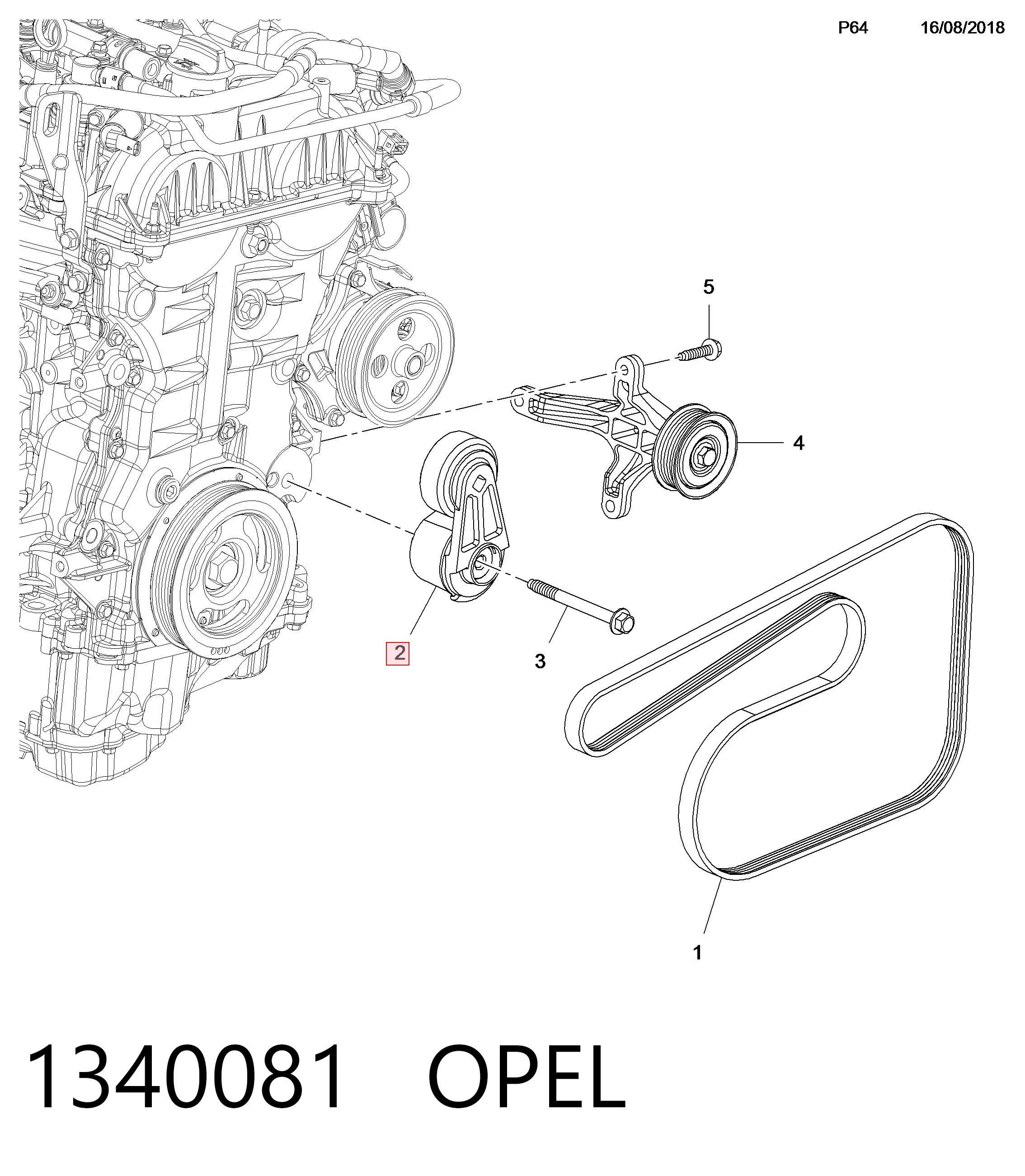 1340081 Opel Натяжитель клинового ремня