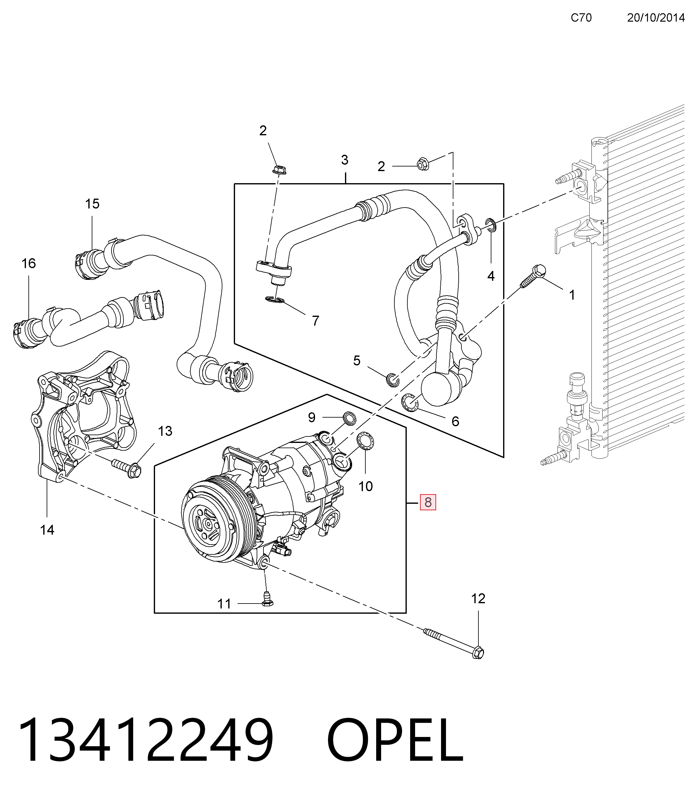 13412249 Opel Компрессор хладагента