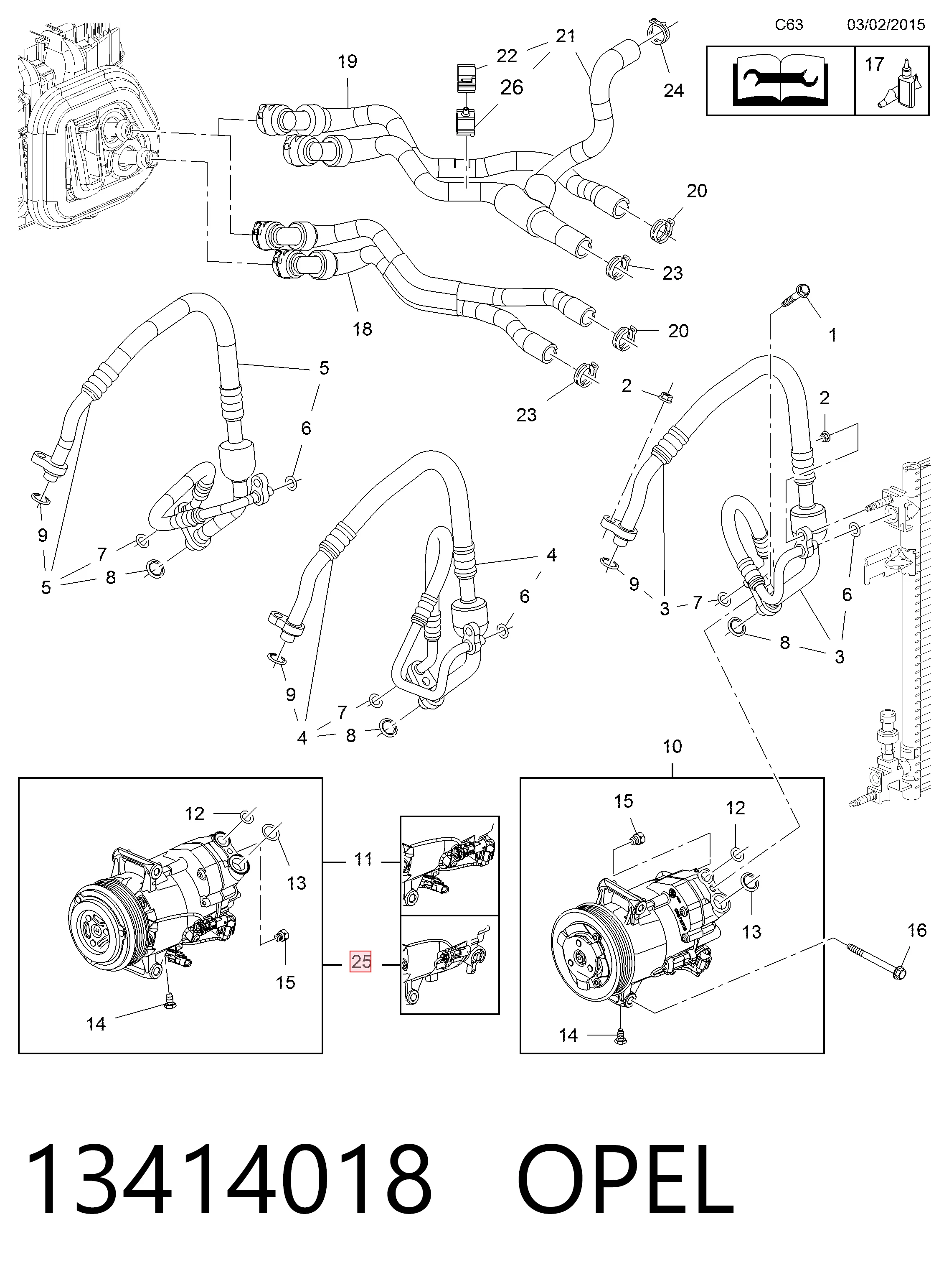 13414018 Opel Компрессор хладагента