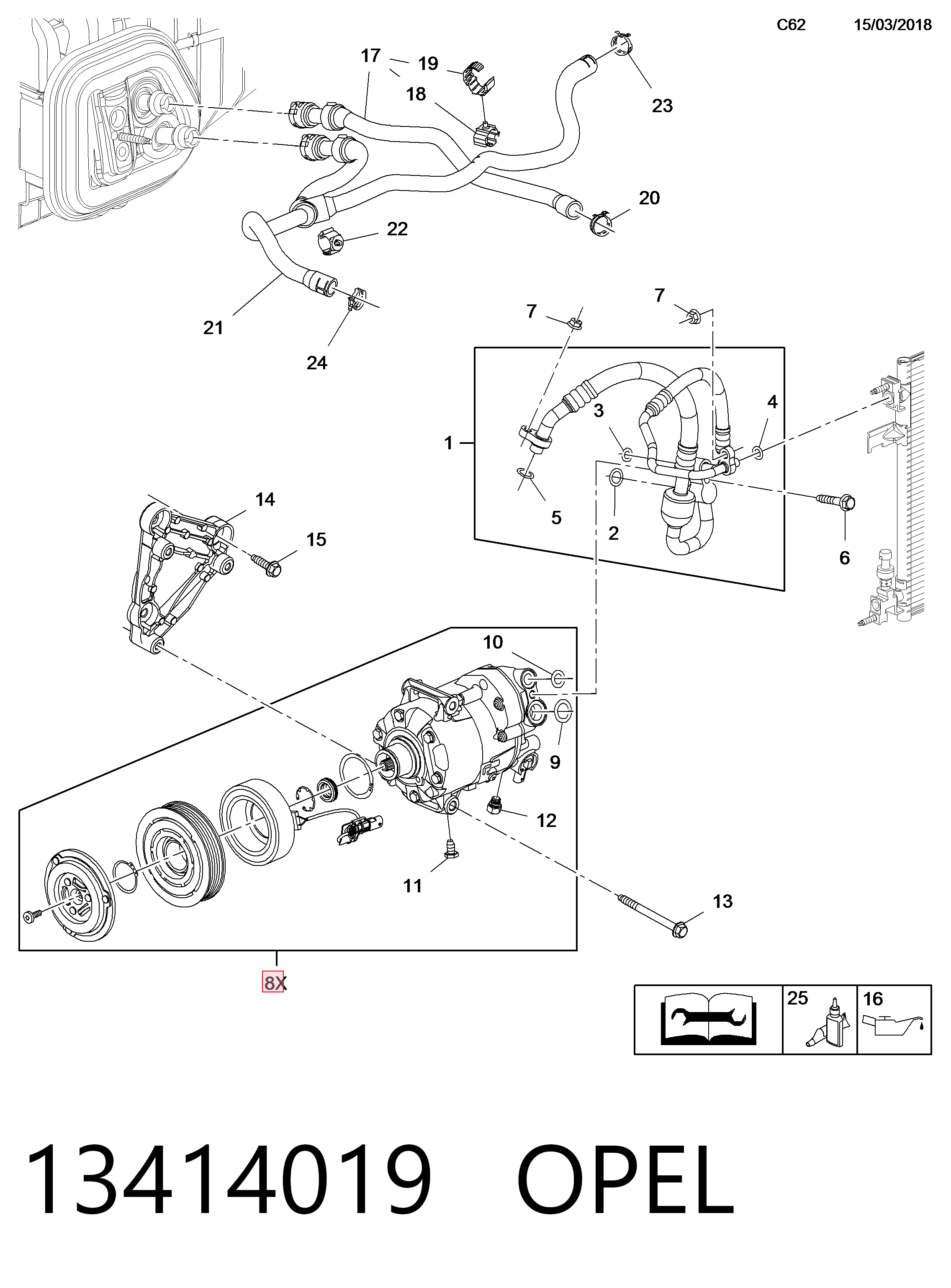 13414019 Opel Компрессор хладагента