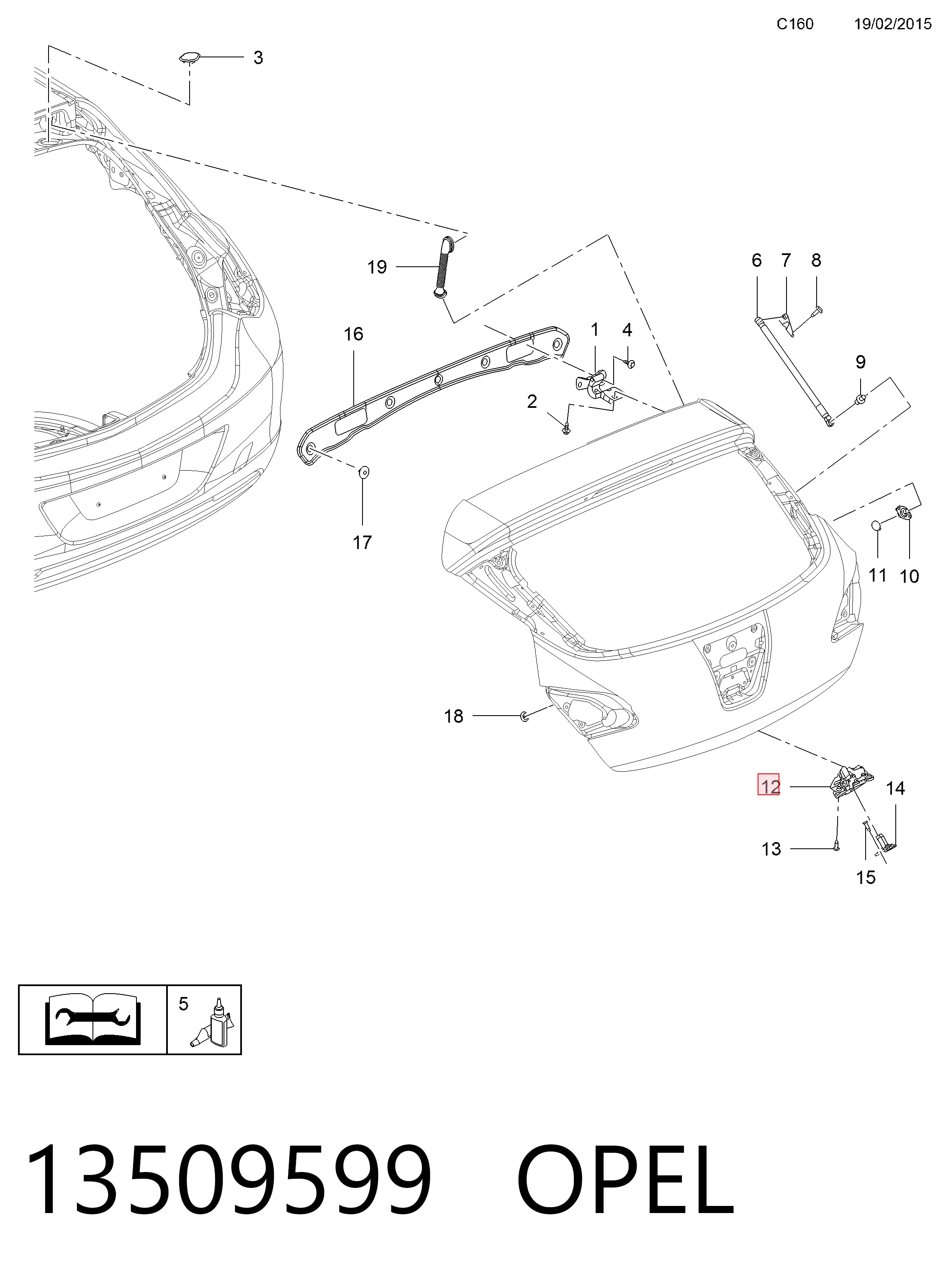 13509599 Opel Замок пятой двери