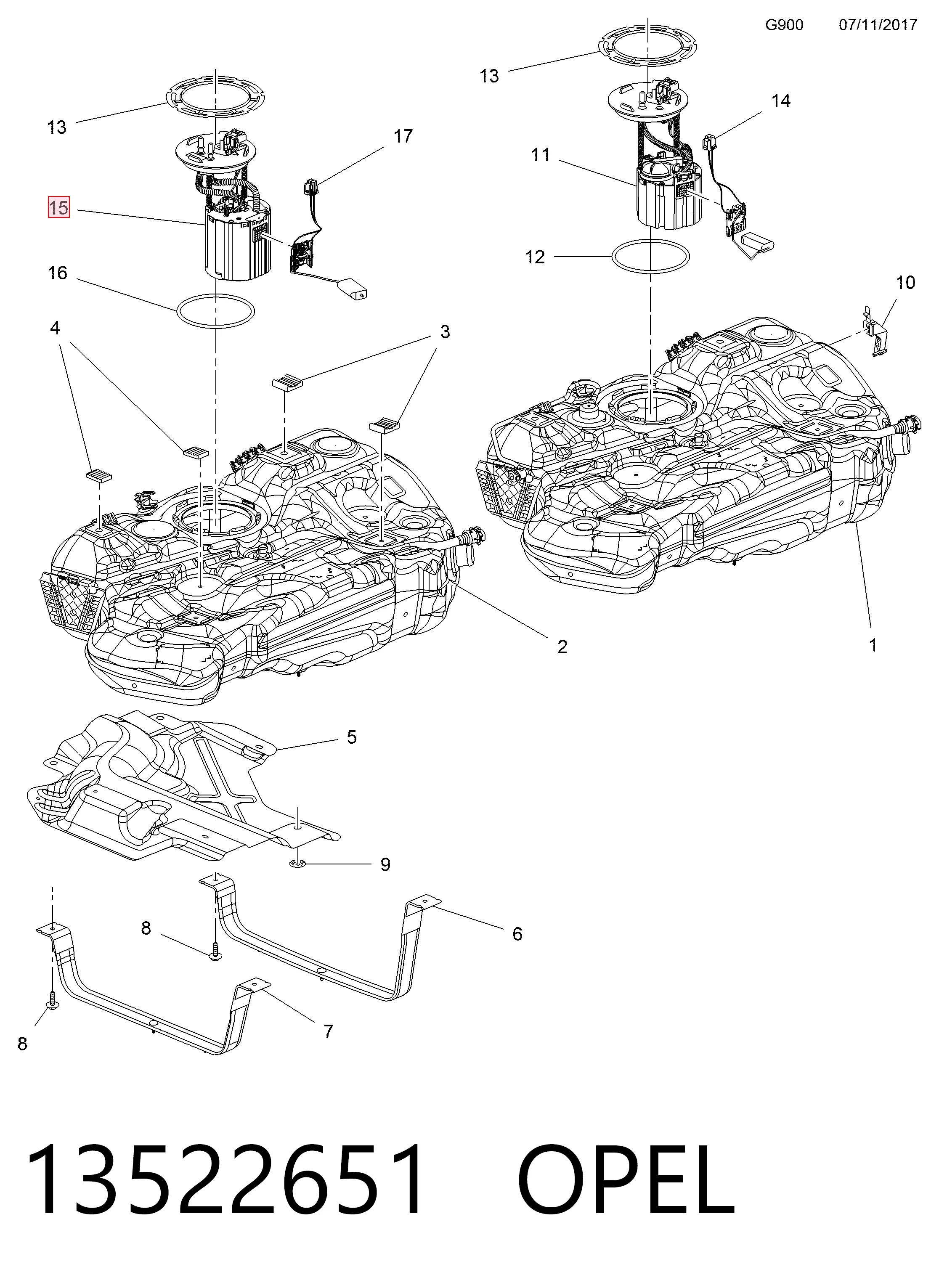 Электробензонасос на Opel Astra K 