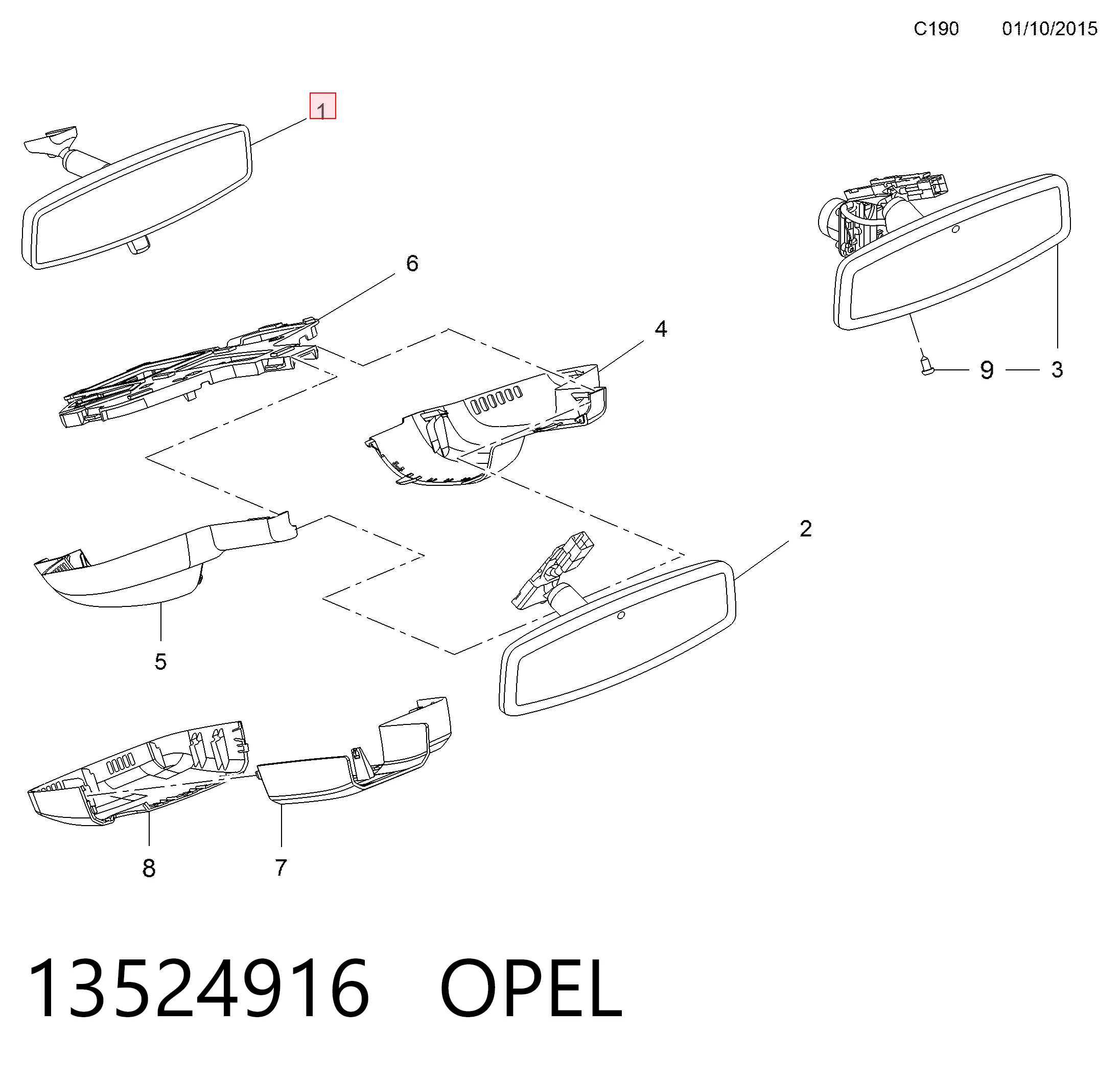 Зеркало заднего вида в салоне на Chevrolet Aveo III T300