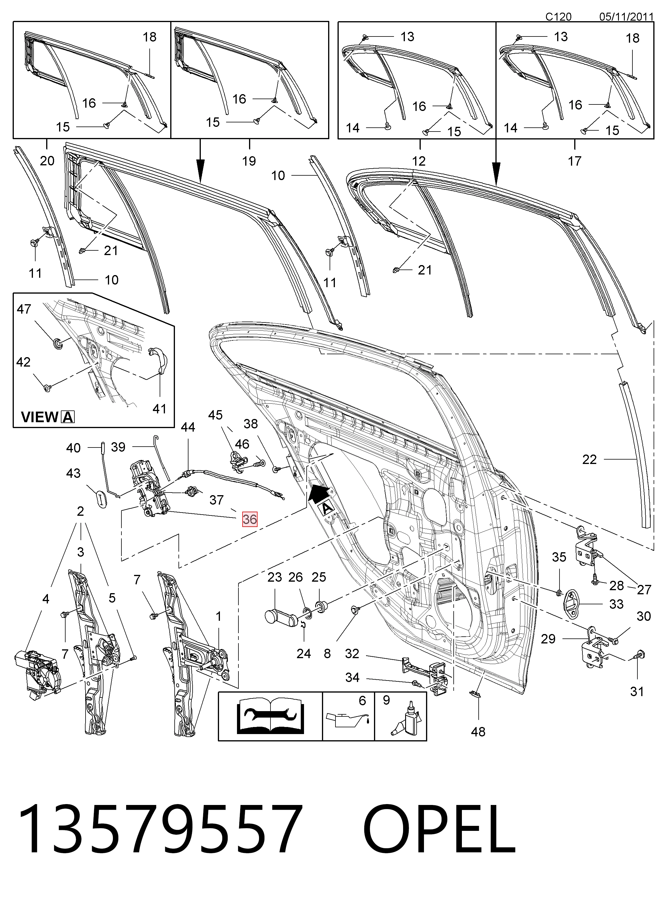 13579557 Opel Замок двери задней левой