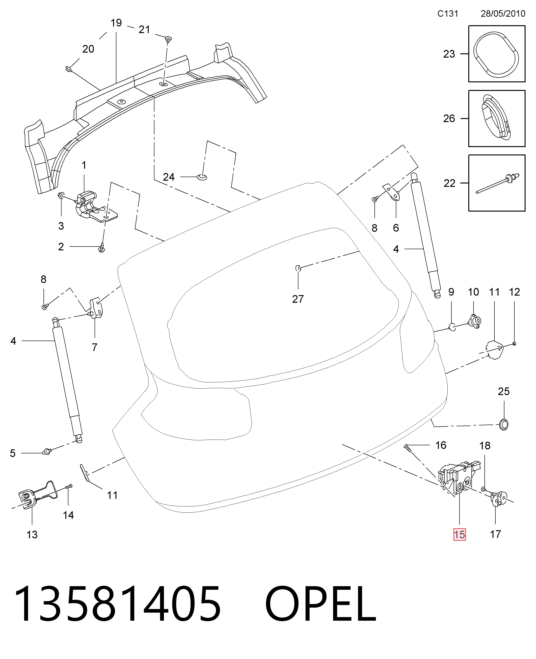 13581405 Opel Замок пятой двери